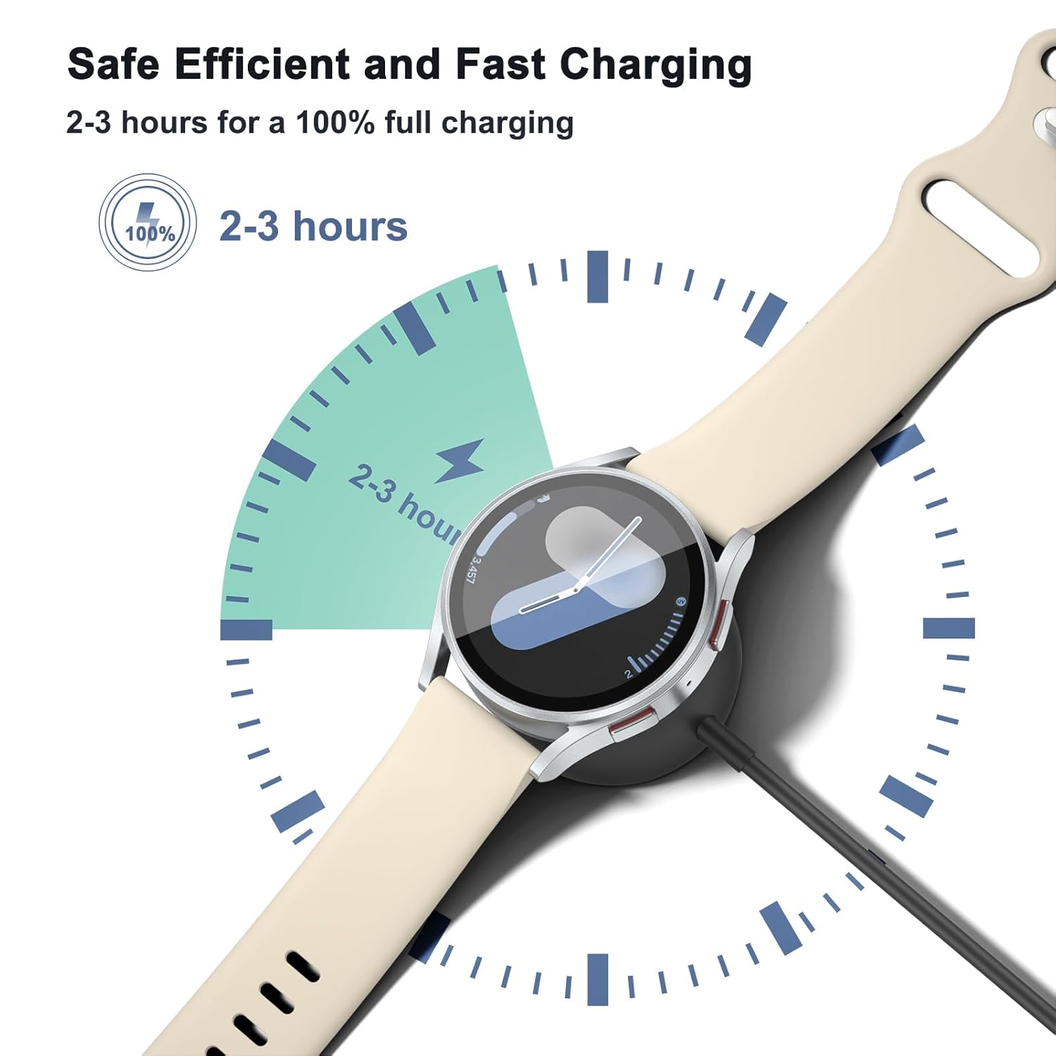 1M Magnetic Charger for Samsung Galaxy Watch 7 Chargers, USB-C Charging Dock for Galaxy Watch 7 Charger (Black, USB-C) image number 1