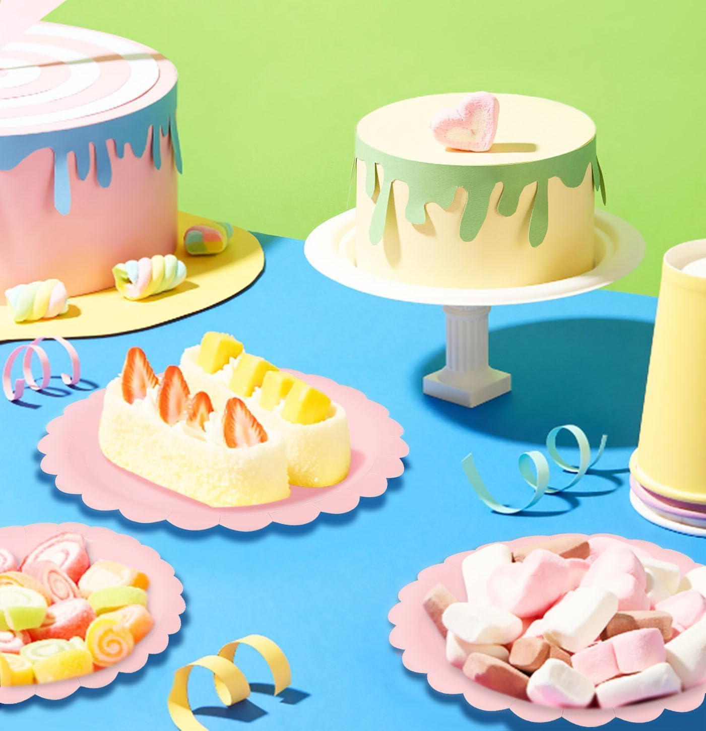 50PCS Pink Paper Plates 7 Inch Scalloped Disposable Party Plates, Elegant Dessert Plates for Wedding, Birthday, Holiday Party Tableware &ndash; Haheihei image number 1