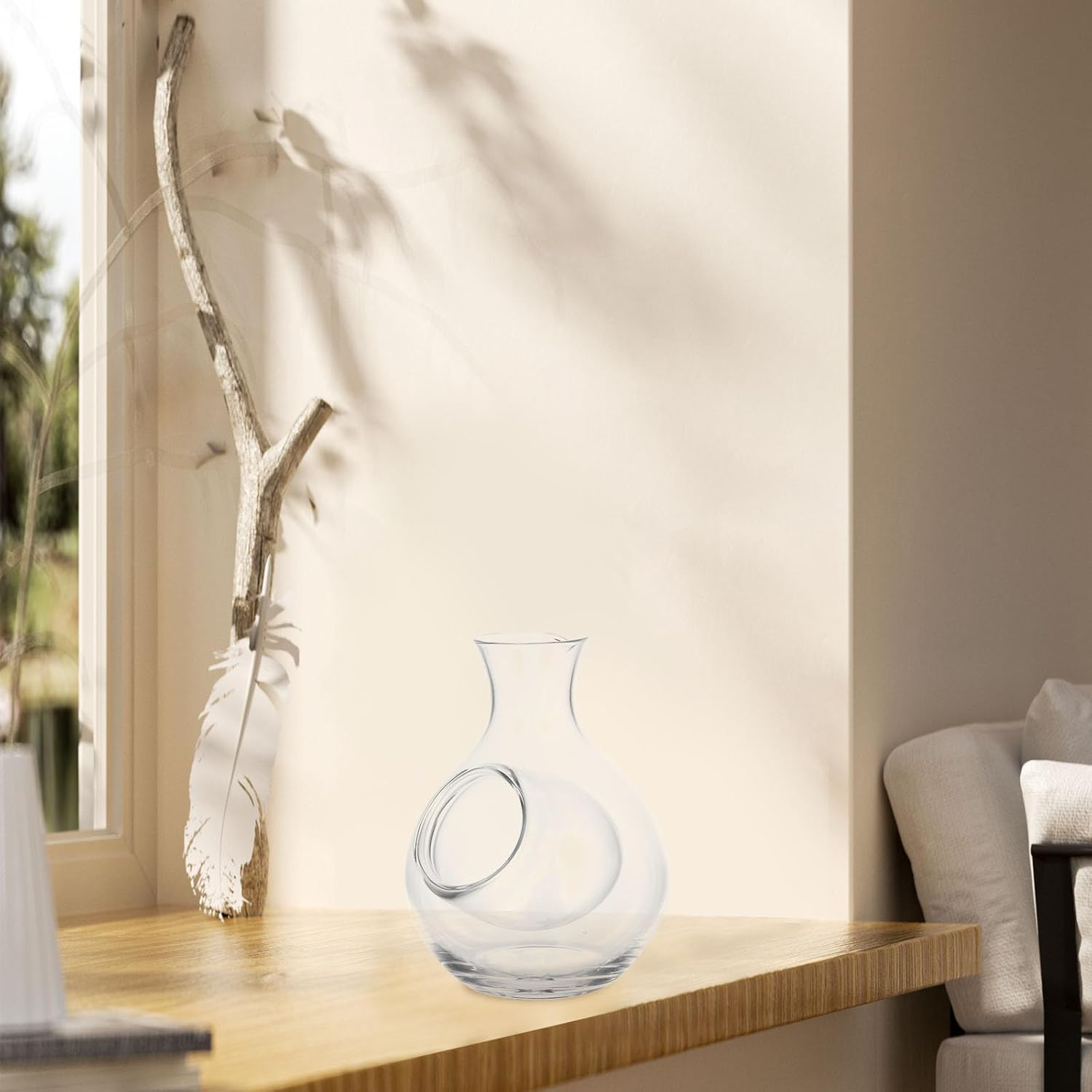 COHEALI Glass Wine Decanter Ice Liquor Bottle 300Ml Japanese Crystal Glass Sake Holder Slanted Mouth Wine Dispenser for Home Dining and Entertaining image number 5