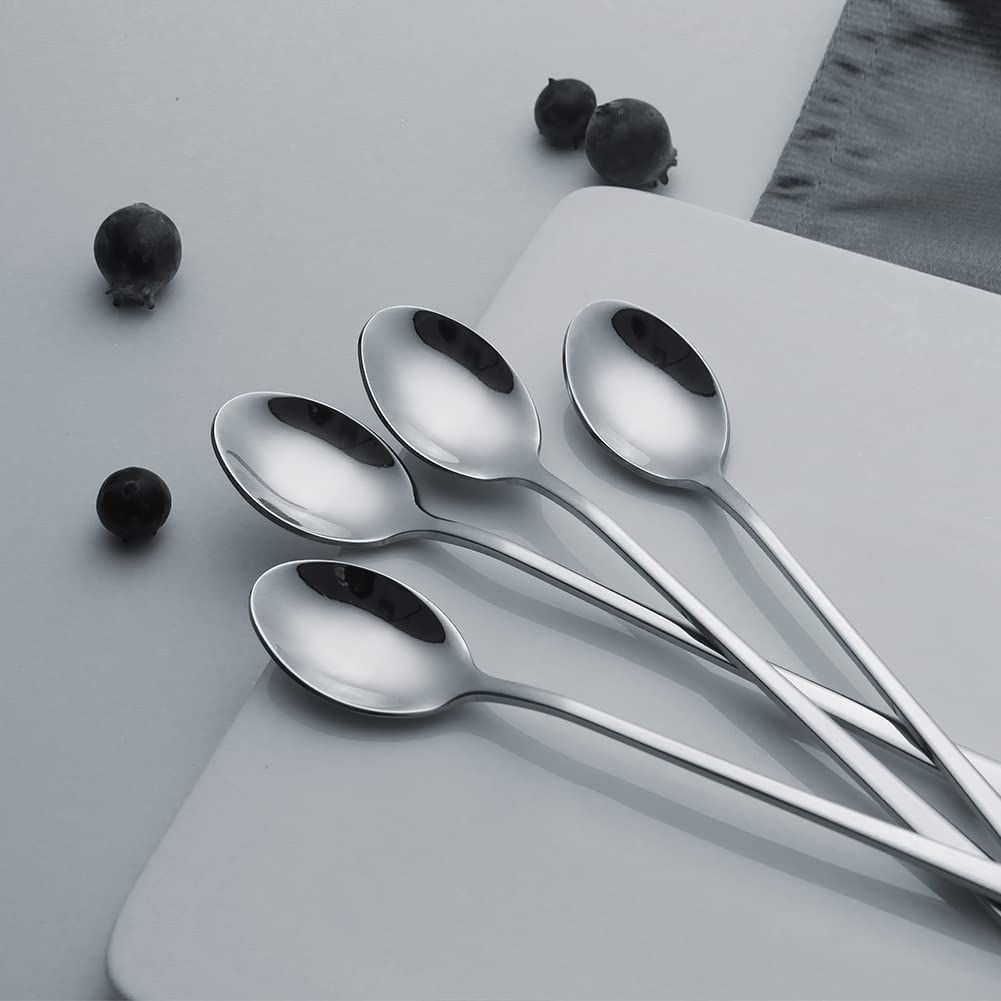 IQCWOOD Long Handle Iced Tea Spoons, 9-Inch Coffee and Ice Cream Stirrers, Stainless Steel Cocktail Stirring Spoons, Set of 4 - Color image number 5