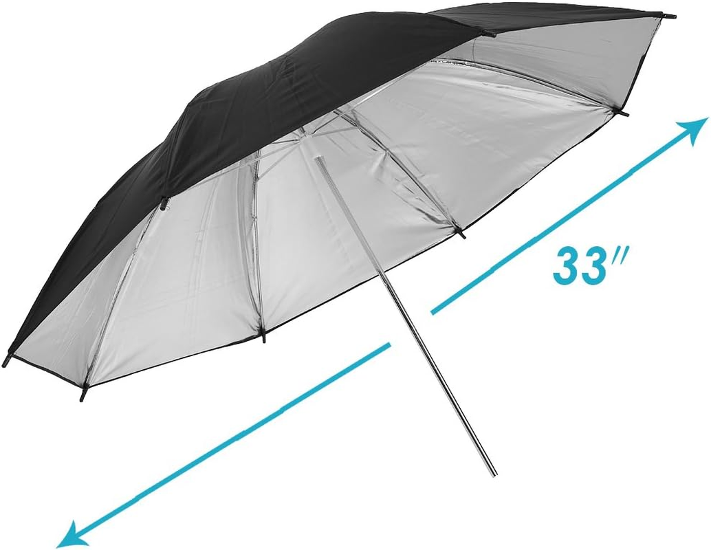 Neewer&reg; 2 PCS 33"/84Cm Professional Photography Studio Reflective Lighting Black/Silver Umbrella image number 1