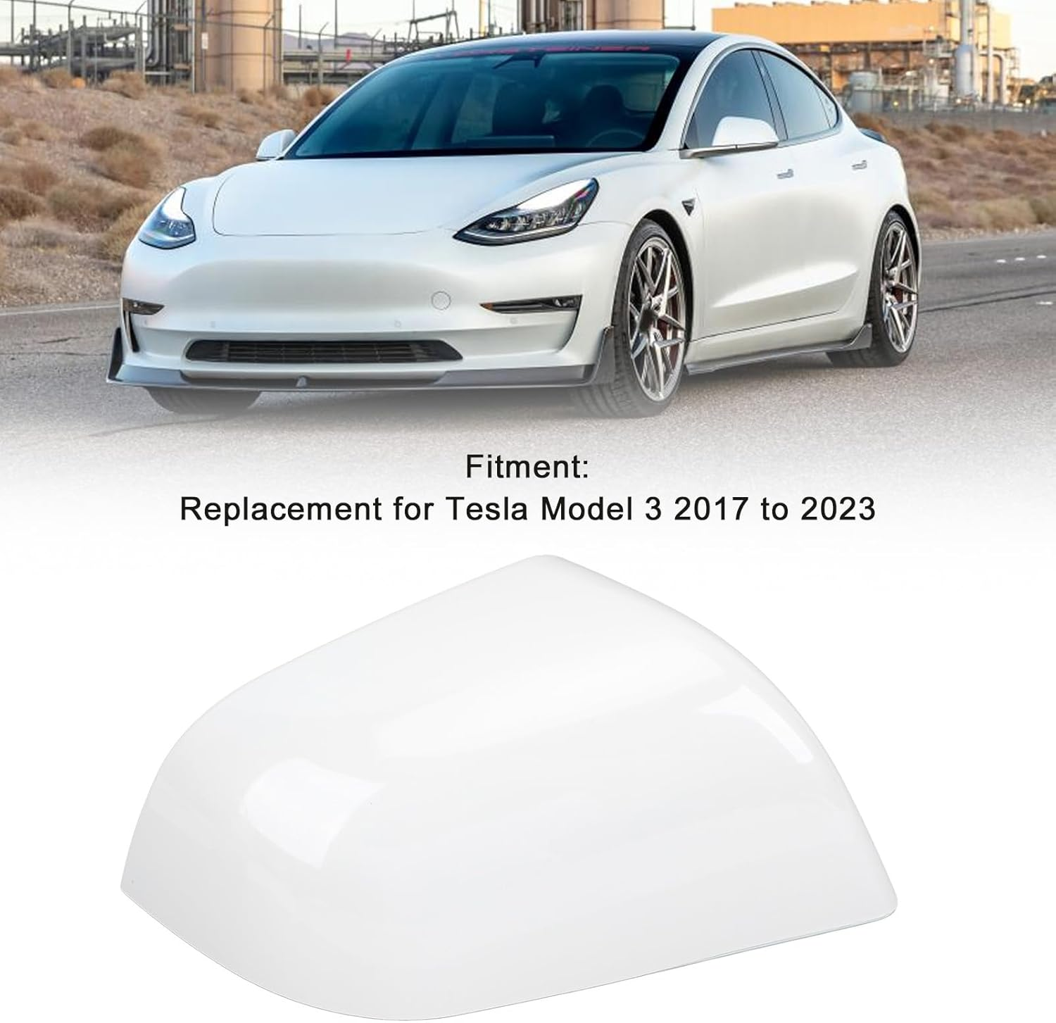 Car Door Side Rearview Mirror Cover, White Left and Right Side Mirror Cap Replacement Exterior Mirror Cover for Tesla Model 3, 1092290 00 D 1092292 00 D (Right (1092292 00 D)) image number 4