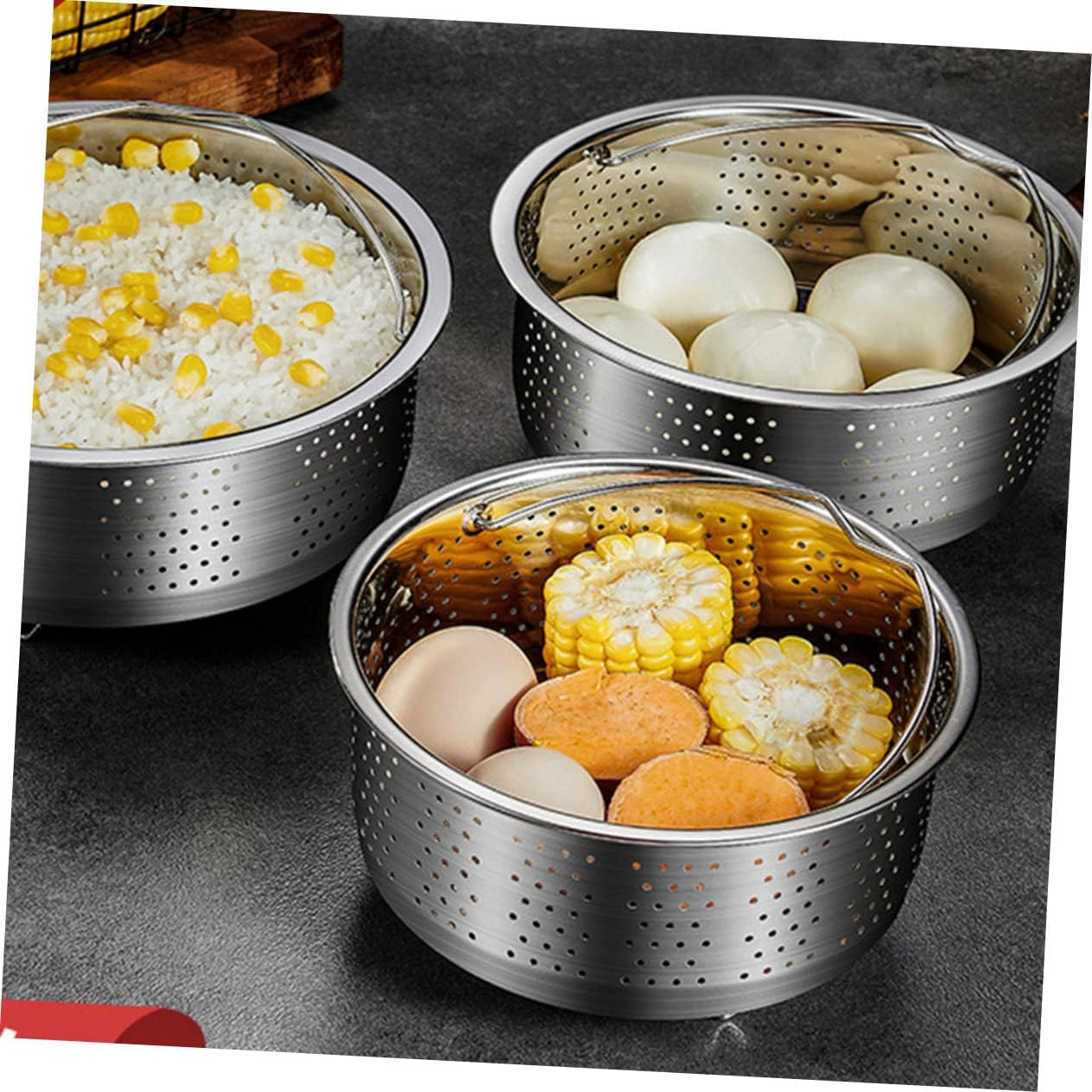 KICHOUSE Stainless Steel Steamer Basket for Rice Cooker Food Steamer Insert for Cooking Vegetables Dumplings and Seafood Steaming Basket for Healthy Meal Preparation image number 3