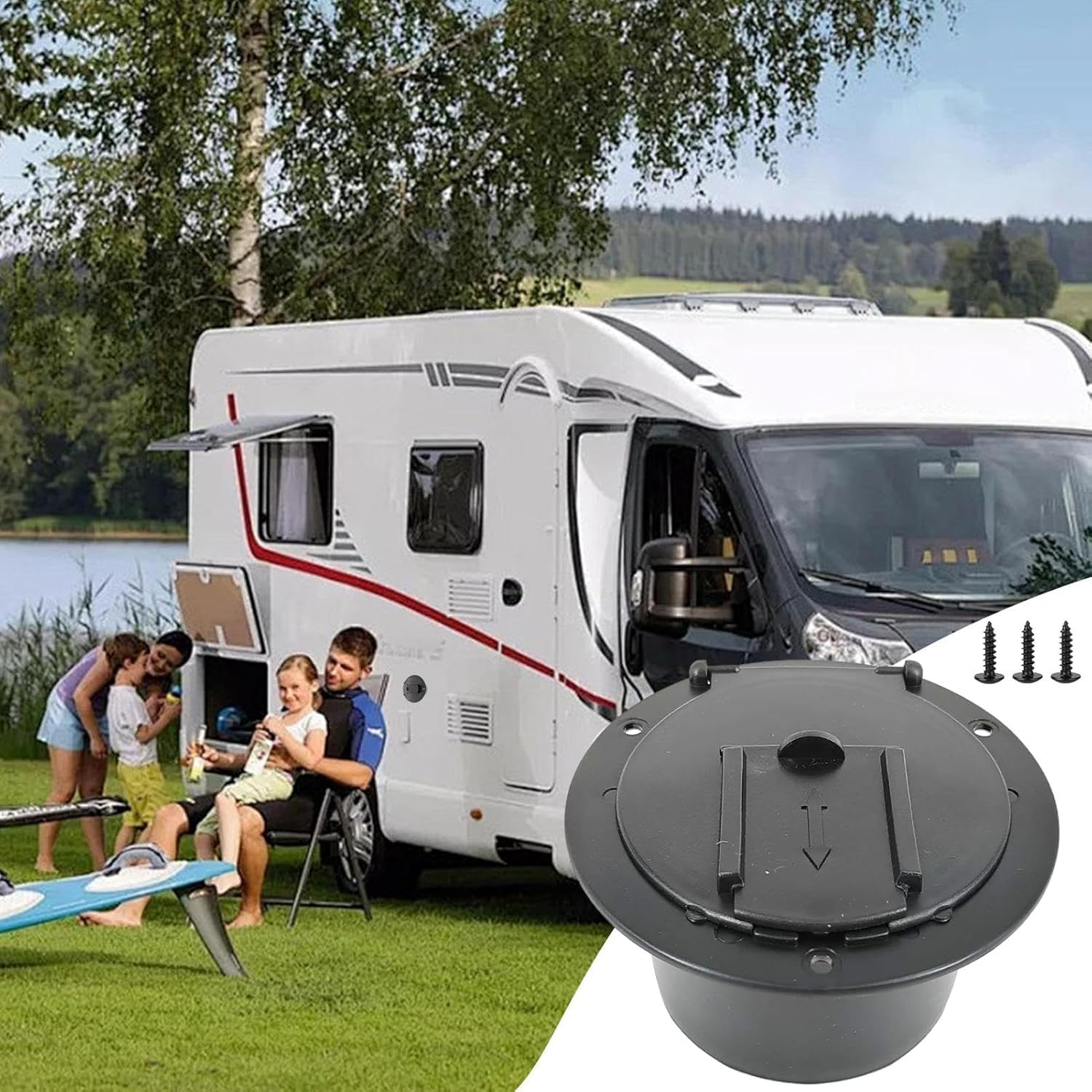 RV Outlet Cover | RV Electrical Cable Hatch - RV Cable Pass through Wire Organizer, RV Covered Power Cord Hatch round Accessory for Motorhome