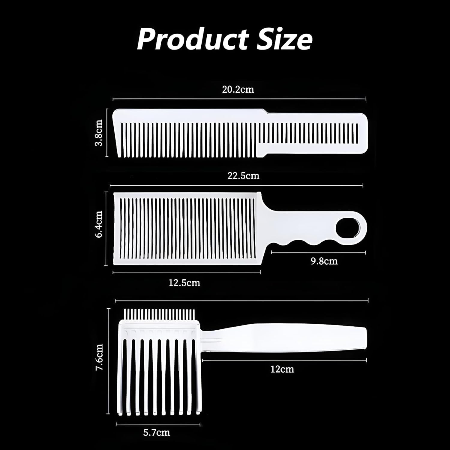 3 Pcs Fade Combs, Professional Hair Cutting Comb for Men Salon Hairdresser Styling Tools, Heat Resistant Clipper Comb Blending Flat Top Comb Positioning Curved Flat Top image number 5