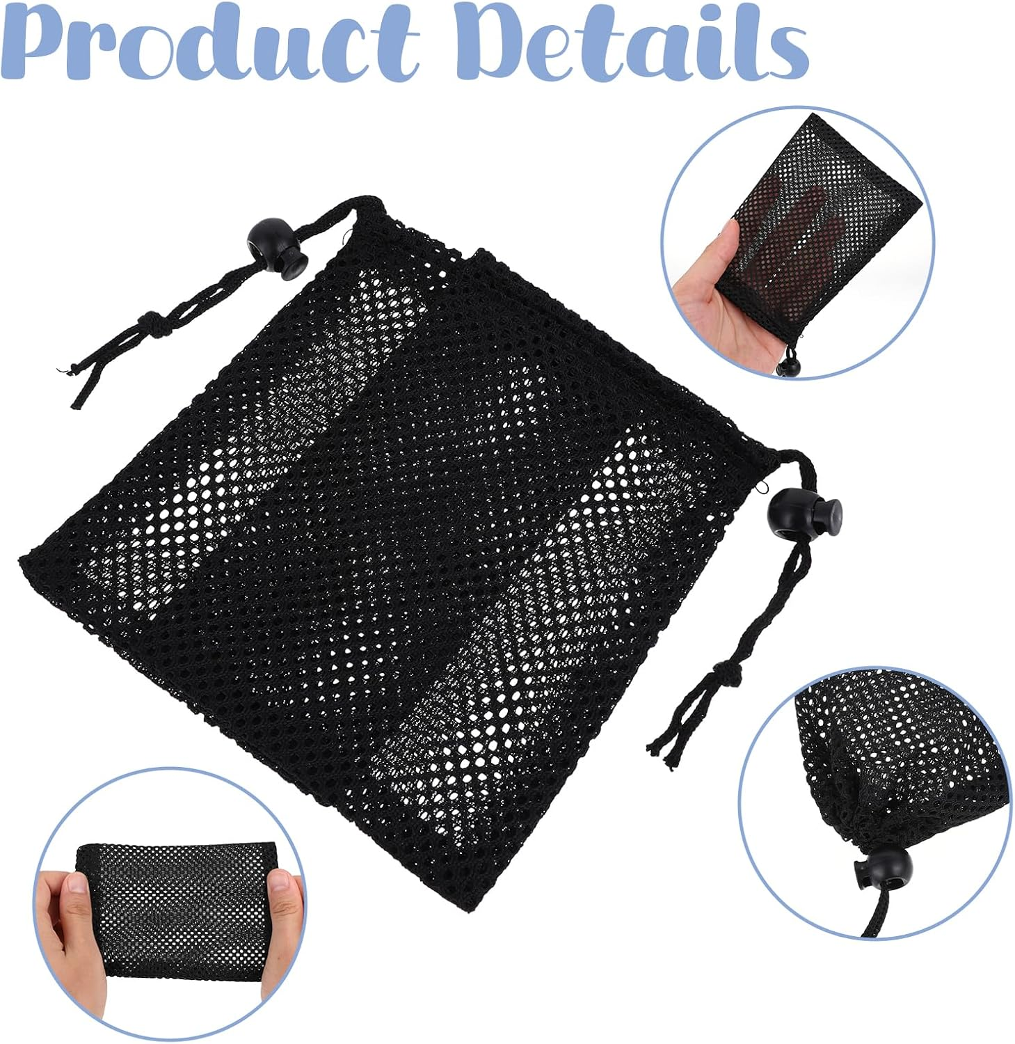 6 Pcs Nylon Storage Mesh Bags, 6 X 4" Mesh Drawstring Bag, Portable Nylon Storage Bags, Small Mesh Bag, Small Travel Stuff Bags image number 2