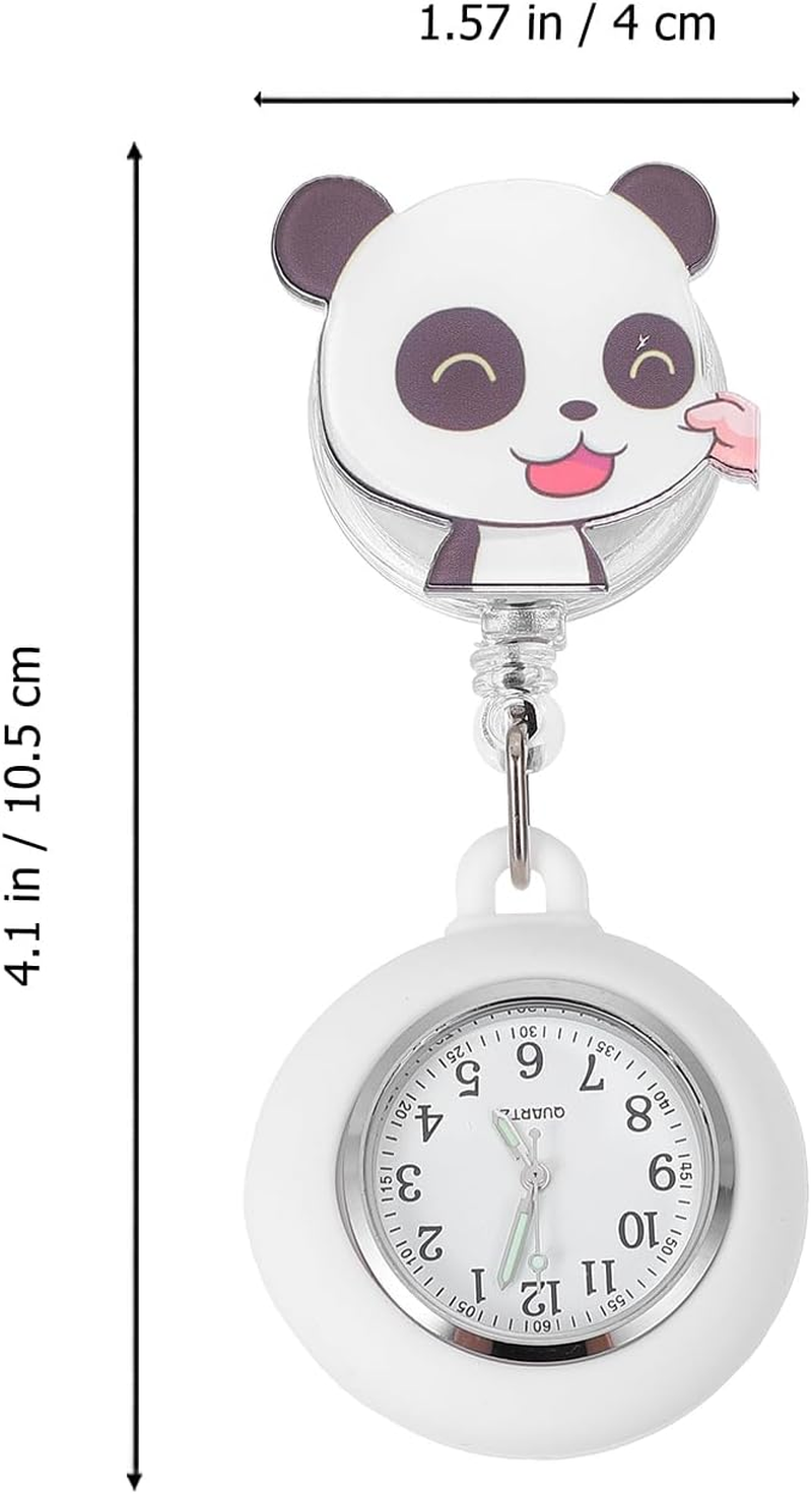 Gatuida Watches Clip Watch Alloy for with Convenient Doctors Panda on Cover Hanging Pattern Metal -Shaped Doctor Clip- Nurses image number 4