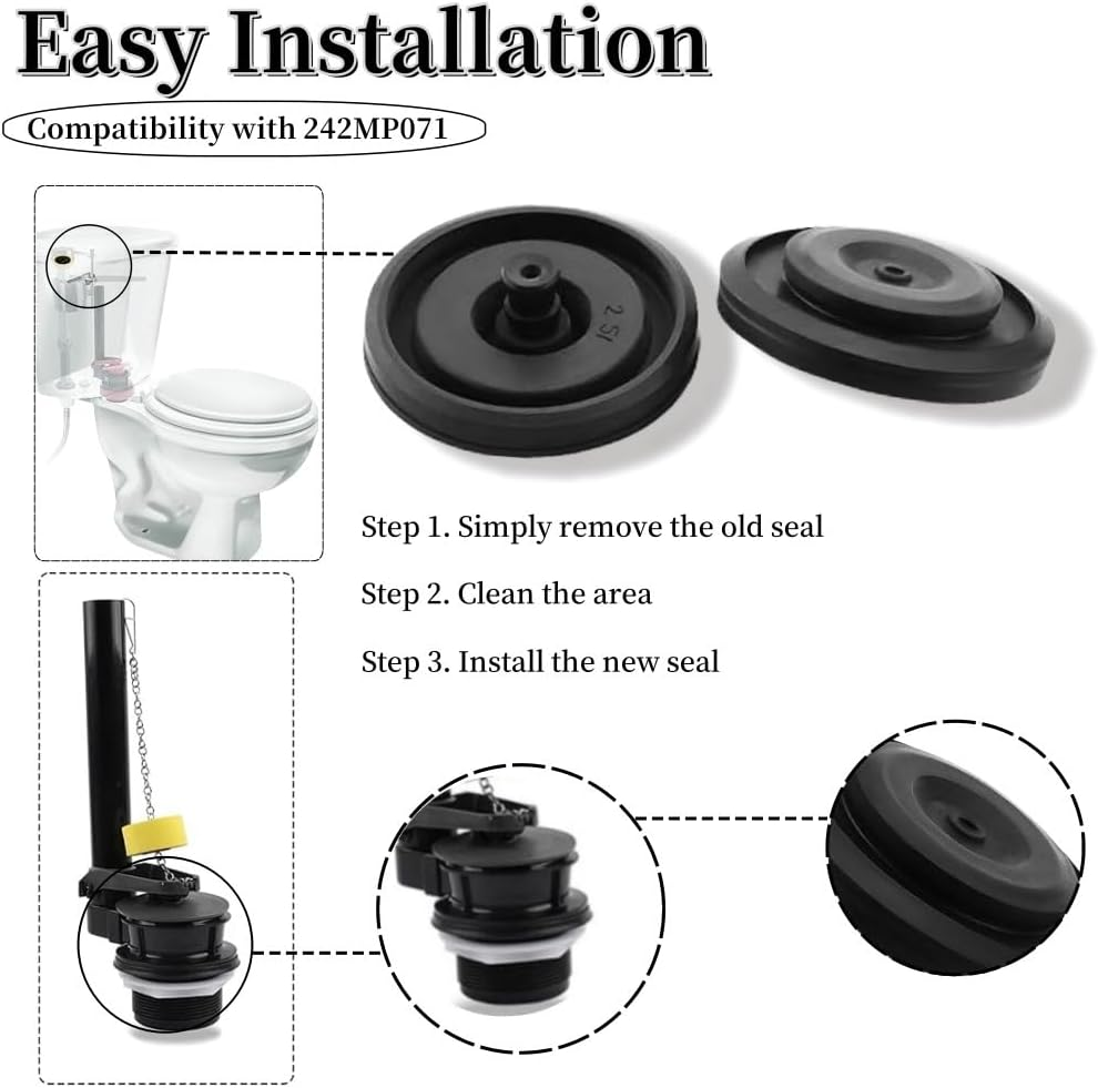 Toilet Fill Valve Seal Replacement Parts, 2-Pack, Black Diaphragm Washer, Compatible with Fluidmaster 242 and 400A image number 3