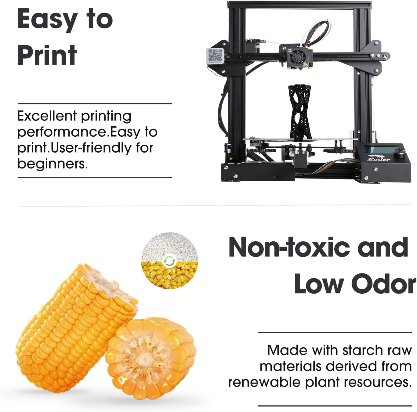 Esun PLA Filament 1.75Mm, 3D Printer Filament Upgraded PLA Filament, Dimensional Accuracy +/- 0.03Mm, 1KG Spool (2.2 LBS) 3D Printing Filament for 3D Printers,Black image number 4