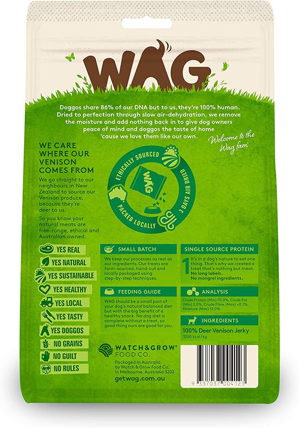 Venison Jerky 200G, Grain Free Hypoallergenic Natural New Zealand Made Dog Treat Chew, & Breeds image number 3