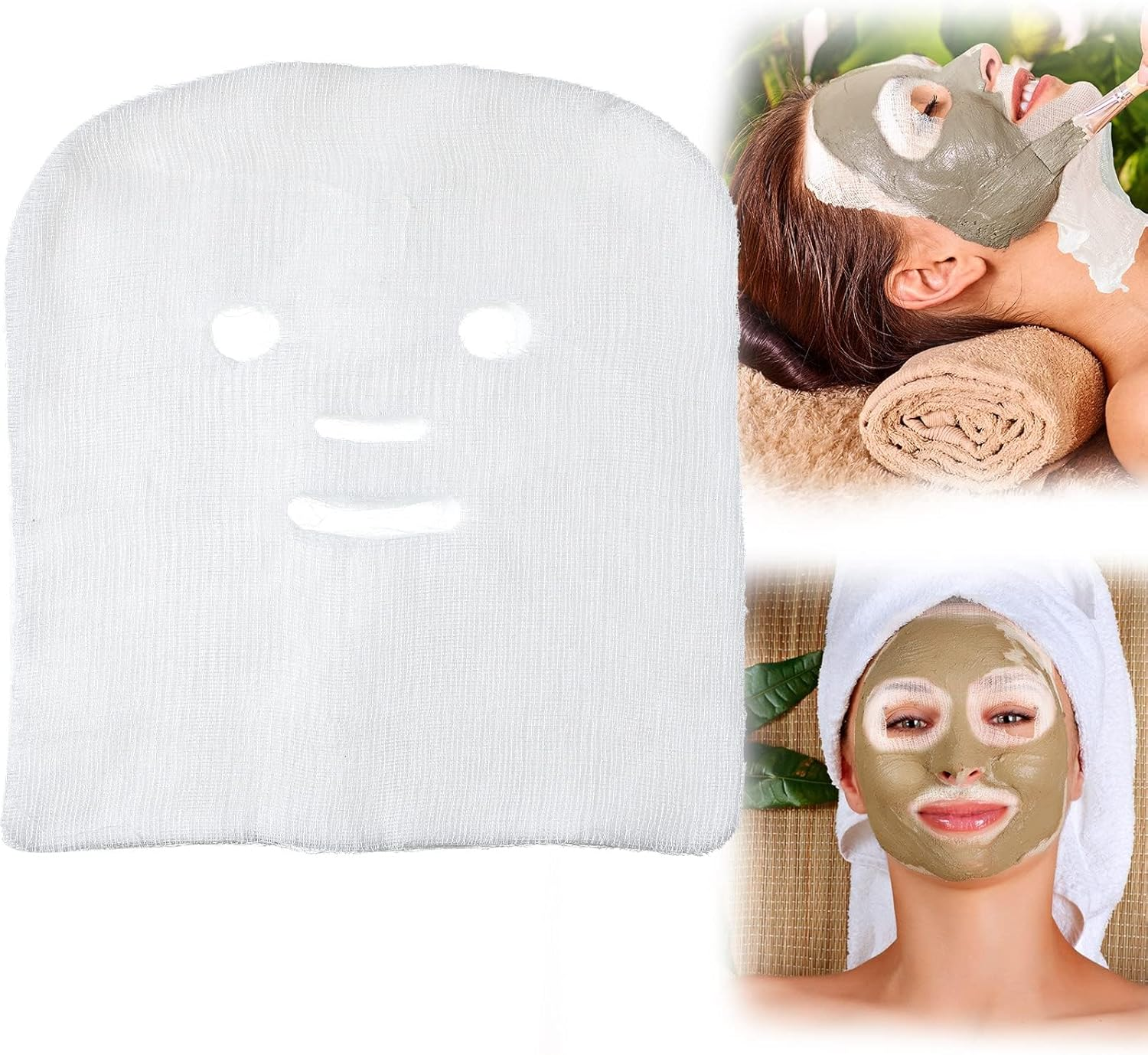 Leelosp 250 Pieces Gauze Face Masks 10.8 Inch X11.8 Inch High Frequency Facial Gauze Masks Pre Cut Face Gauze Skin Care Mask Fiber Paper Sheet for Women Girls Beauty Salons Facial Spa DIY Home