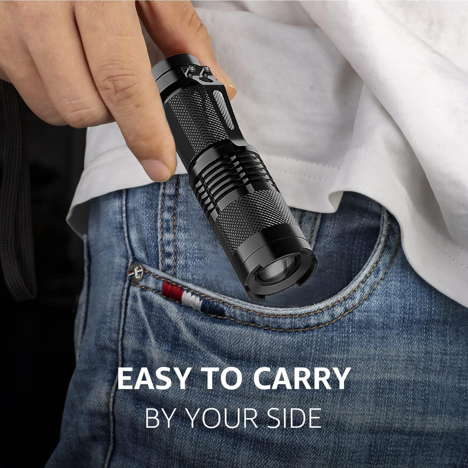 HYVCZP Red Light Flashlight,Adjustable Focus LED Torch,4 Lighting Modes,Super Bright,Waterproof Pocket Size,Lightweight Small Torch for Power Cut,Emergency, Camping, Hiking,Night Fishing,Outdoor image number 5