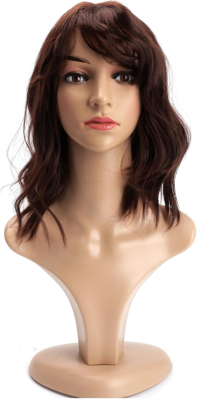 BERRYLION Wigs for Women|Short Bob Wig with Bangs|Synthetic Wavy Bob Wig with Air Bangs (Wine Red)