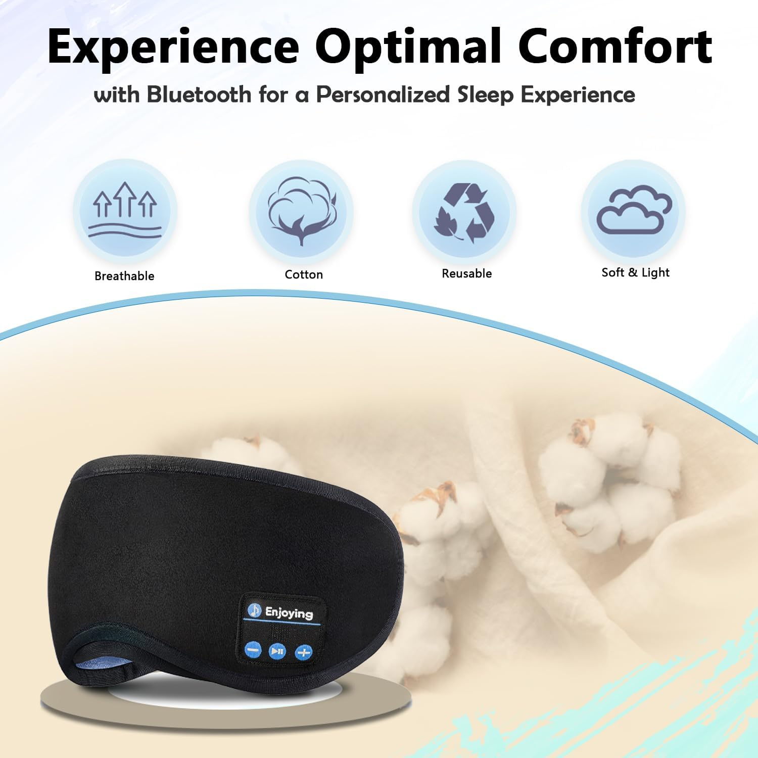 Omiention Relaxing Sleep Headphones with Bluetooth 5.4 Headband Comfort Mask Engineered for Side Sleepers - Built-In HD Speakers Wireless Earbuds Innovative Gadgets & Ideal Unisex Gifts image number 1