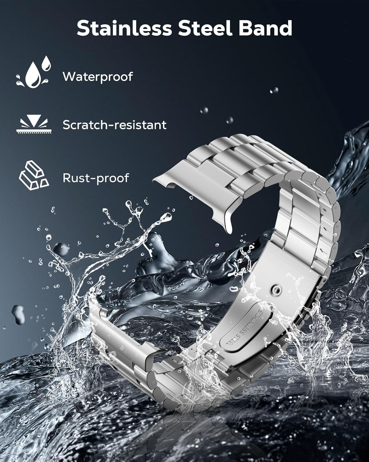 Metal Strap Compatible with Samsung Galaxy Watch 8 40Mm/44Mm/Classic 46Mm, Galaxy Watch 8 Strap, Gapless Business Stainless Steel Band for Men and Women image number 1