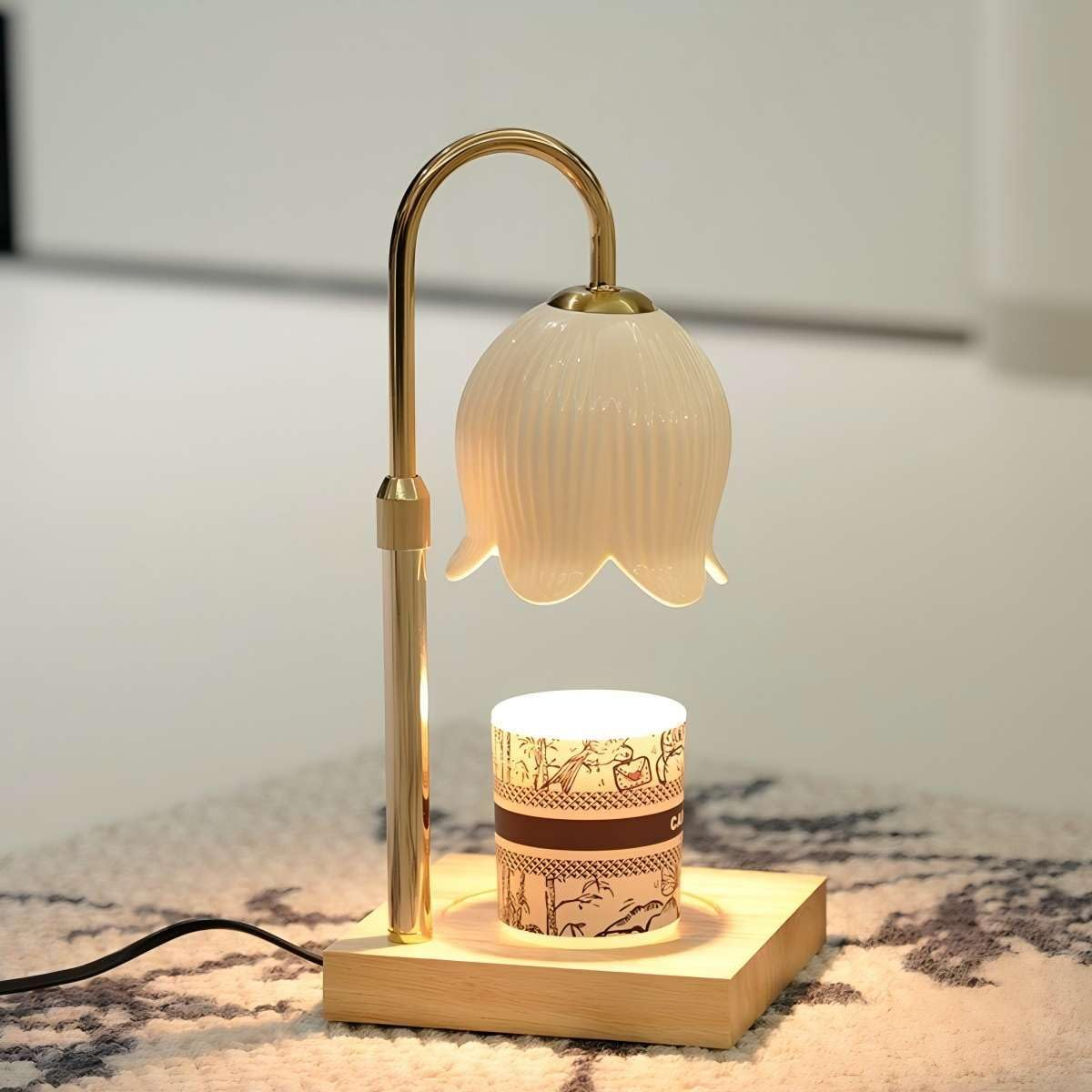 Kinsynko Candle Warmer Lamp Australia with Timer and 2 Bulbs for Home Scented Jar Candles, Dimmable White Ceramic Bell Orchid Candle Melting Lamp for Housewarming, Valentine'S Day Gift image number 2