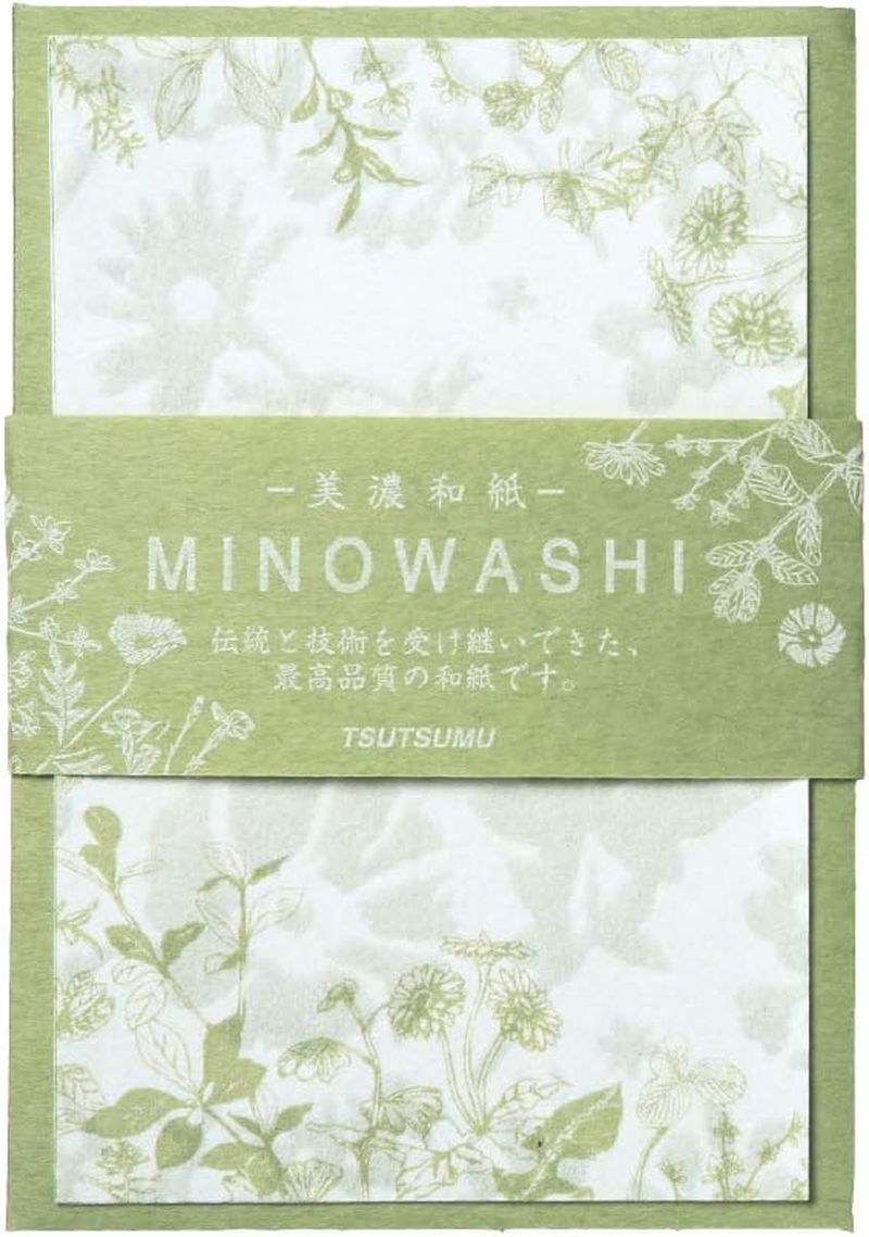 Wrapping Letter Set, Mino Washi Stationery, Yubisaki Notes, Honoka Wakaba, 0-016-6 image number 2