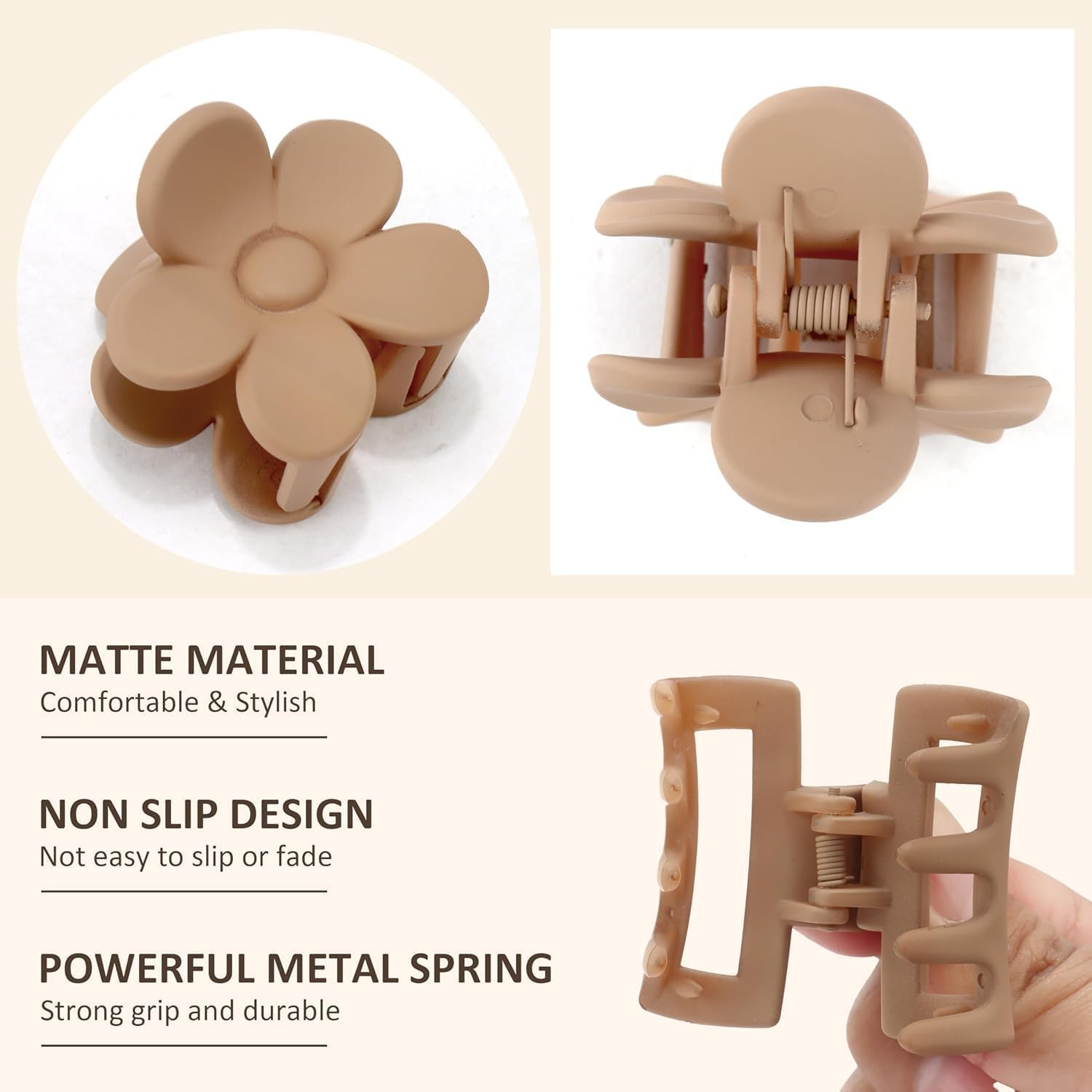 12Pcs Small Hair Clips Matte Medium Claw Clips for Women and Girls Small Claw Clips for Thin/Medium Fine Hair Strong Hold Jaw Clips Non-Slip Cute Mini Hair Clips image number 5
