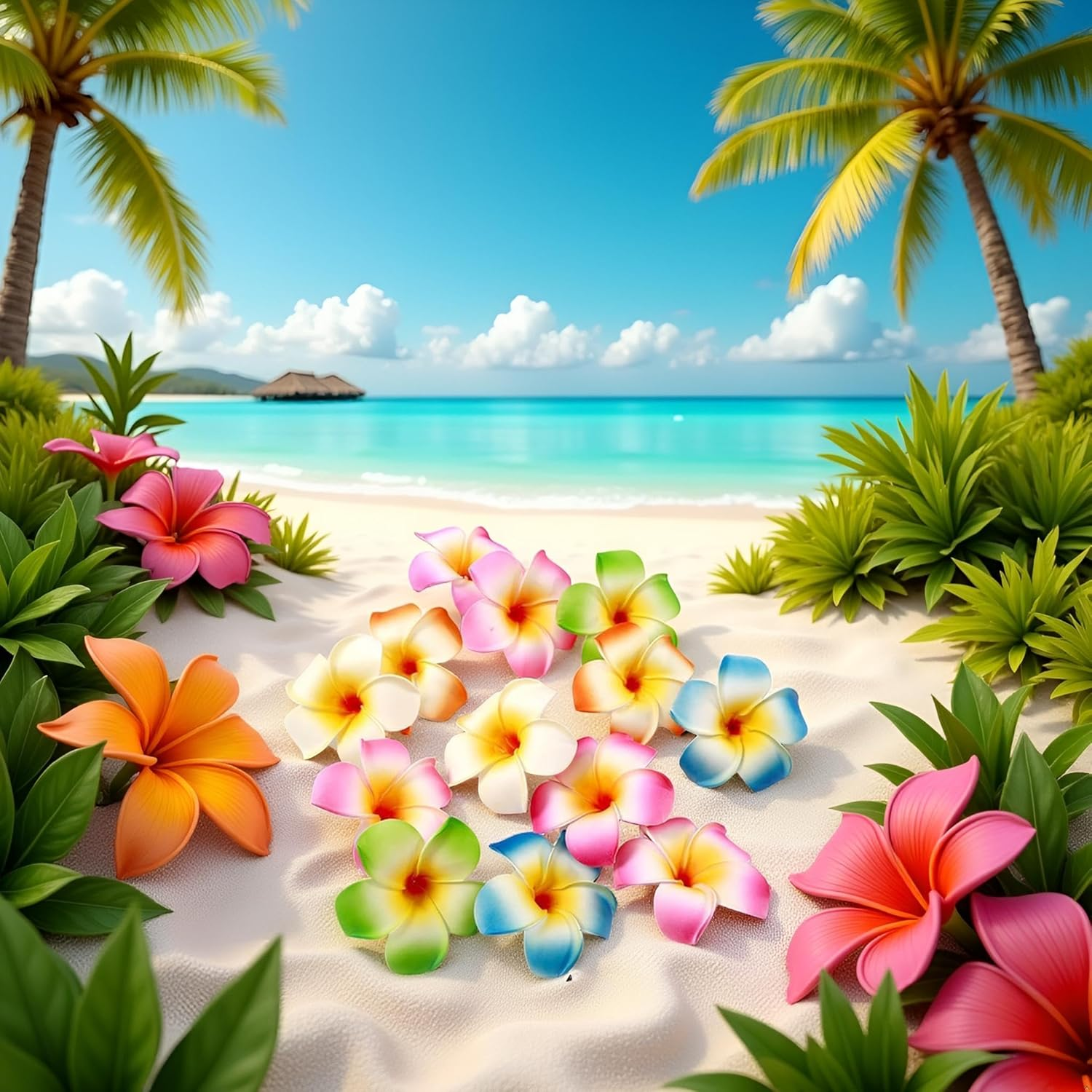 10Pcs Multicolor Hawaii Plumeria Flower Clips Hawaiian Flower Hair Barrettes Beach Party Hair Clips Artificial Tropical Flowers Hairpins for Wedding Hair Accessories Clips(7Cm) image number 3