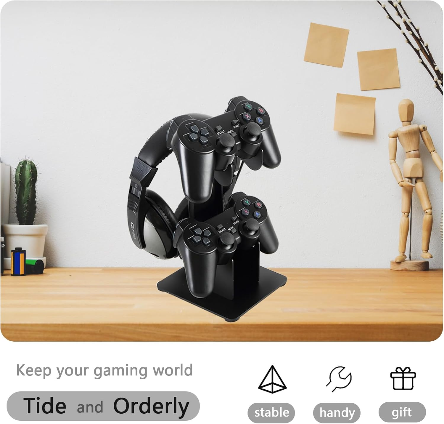 Controller Holder 3 Tier, Metal Controll Handle Grip and Headset Stand on Desktop, Stronger Snap-On Construction Hanger for All Universal Gaming PC Accessories image number 4