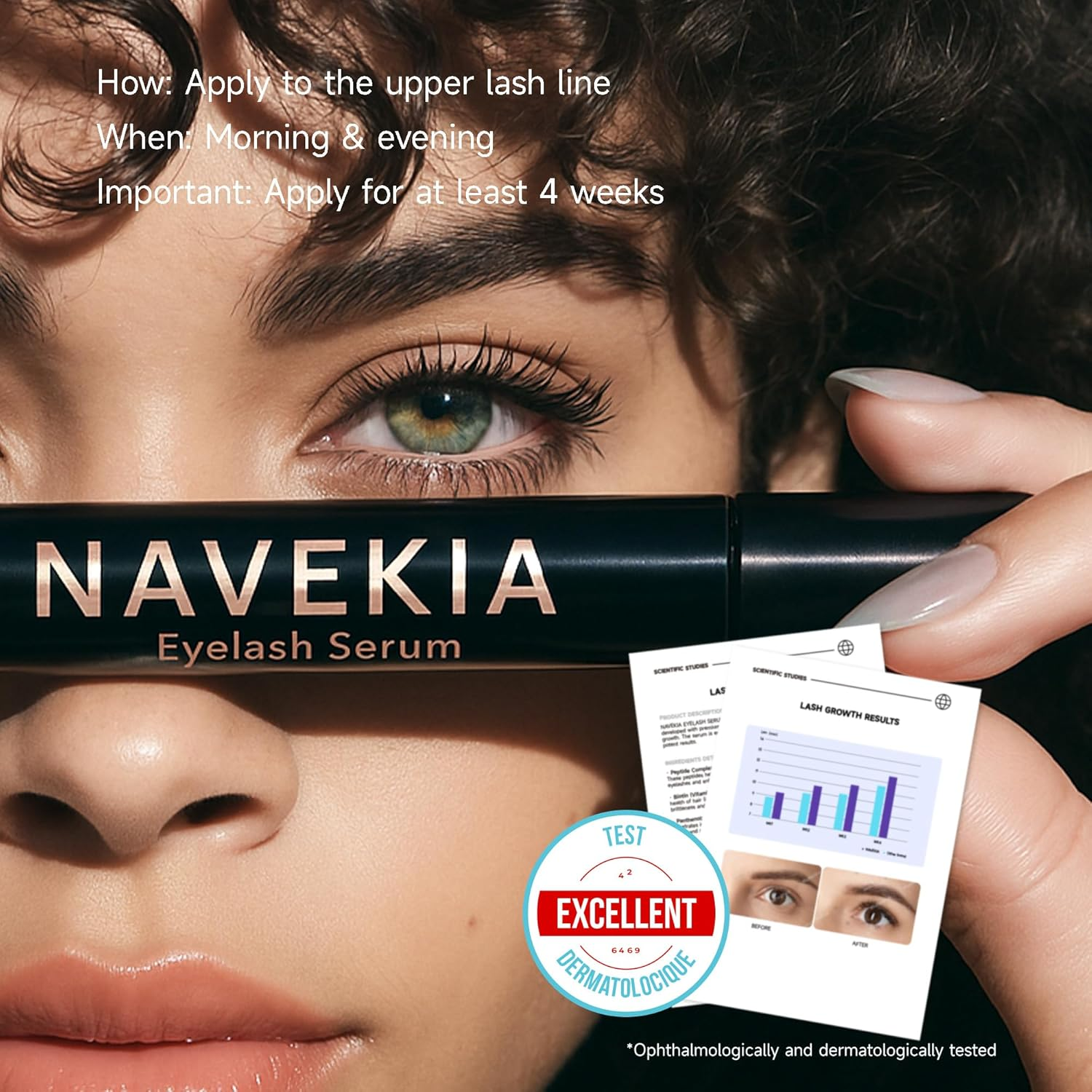 Navekia Lash Serum 2025 Pro - 2 Key Peptides + New Bio-Enzyme Tech | Science-Proven: Boost Lash Length & Density | Gentle for Sensitive Eyes, Vegan, Cruelty-Free