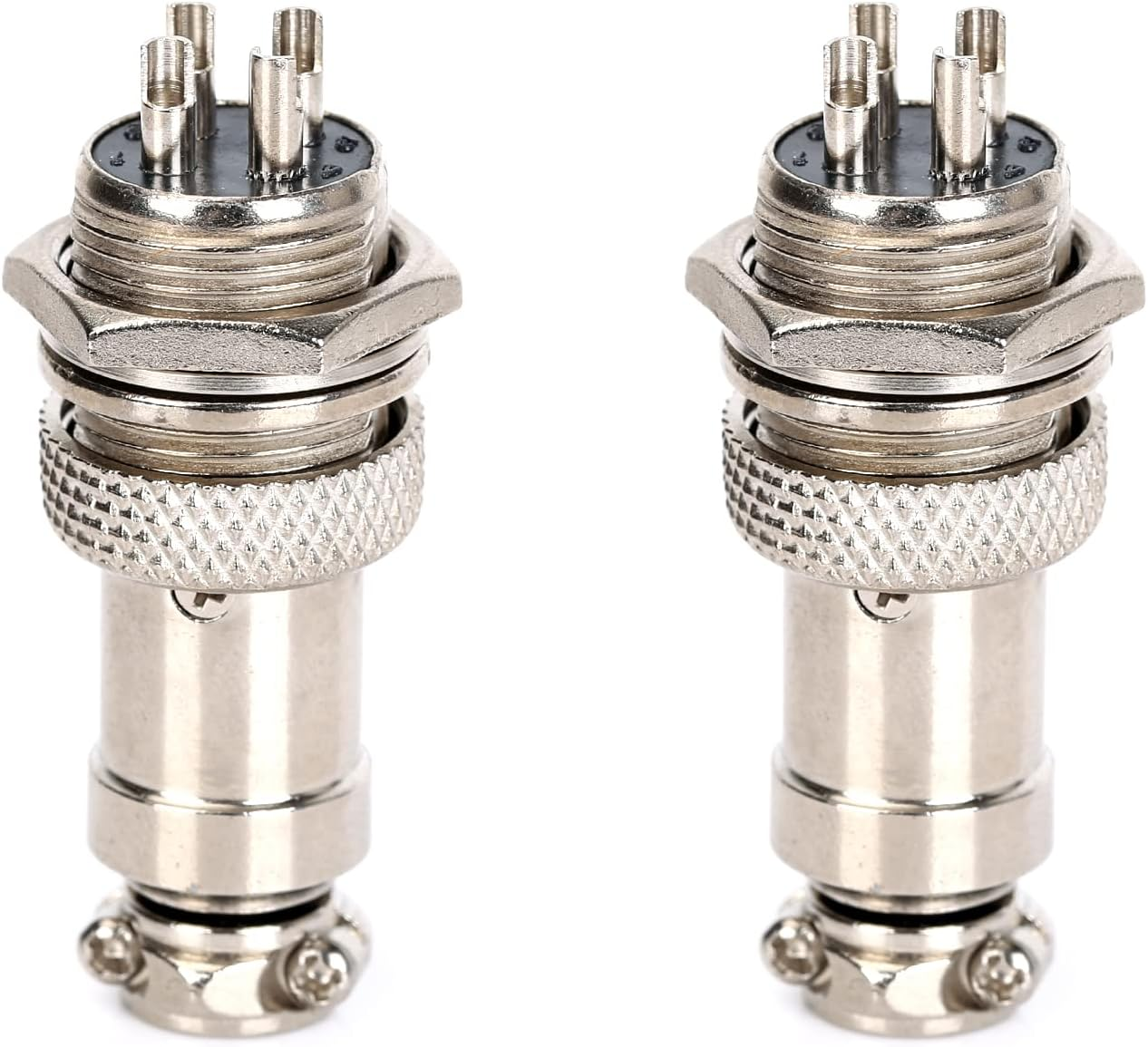 2 Pcs Silver GX16-4 Pin Aviation Connector(16Mm) for Electrical Wiring Power Supply Equipment, Engineering Machinery Parts image number 1