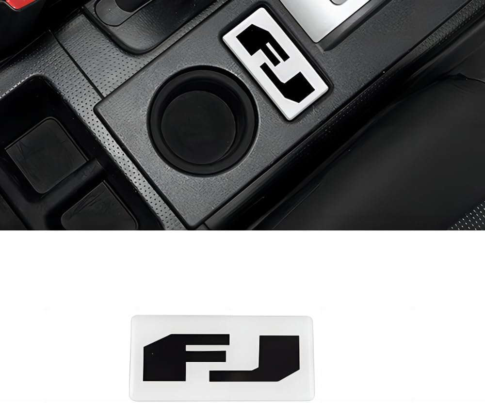 Aosseiye White Car Interior Crystal Stickers for Toyota FJ Cruiser 2007-2024 Center Console Gear Shift Panel Cover Stickers FJ Logo Patch Interior Accessories