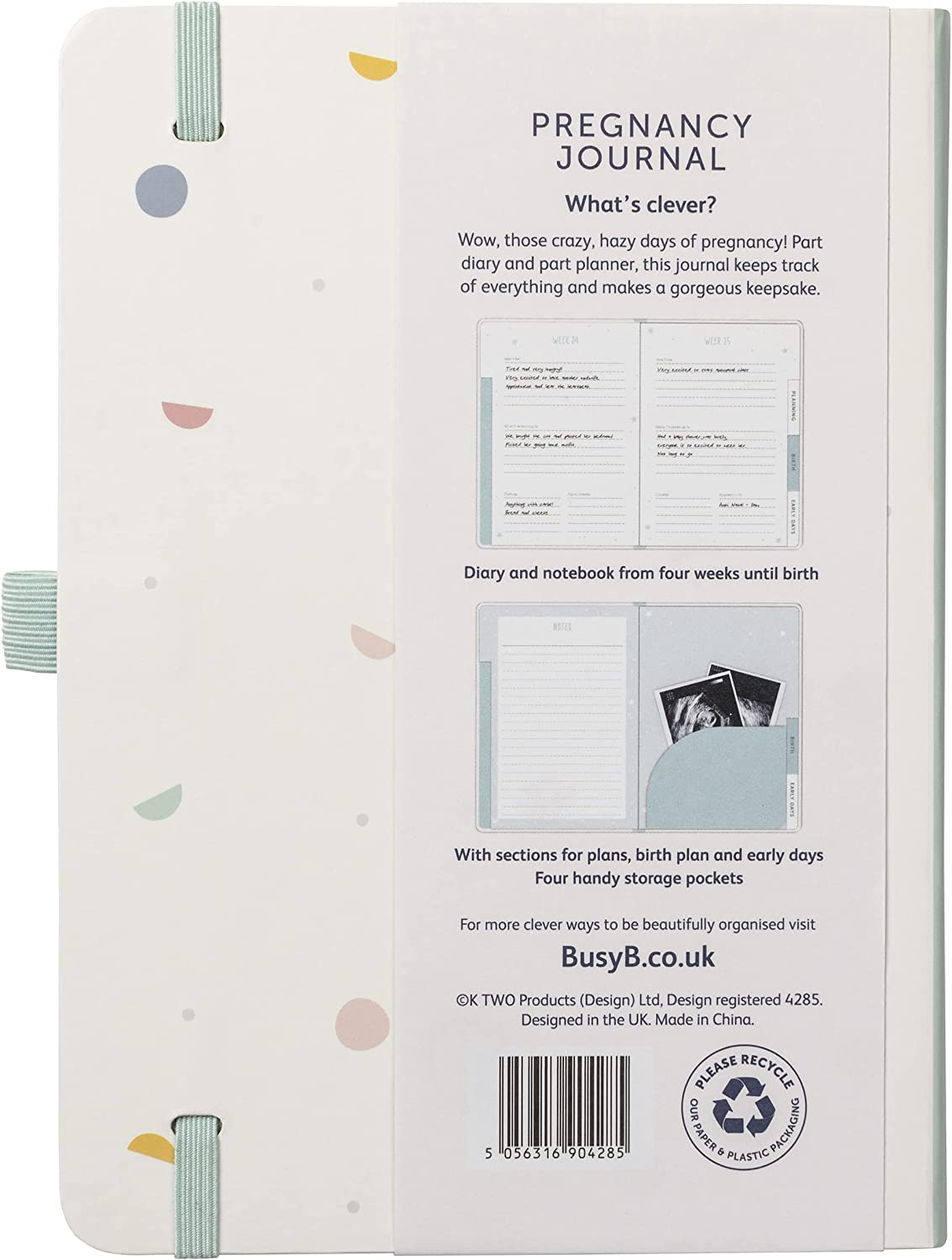 Busy B Baby B Pregnancy Journal with Diary, Notebook and 4 Storage Pockets - Cream, Neutral image number 2