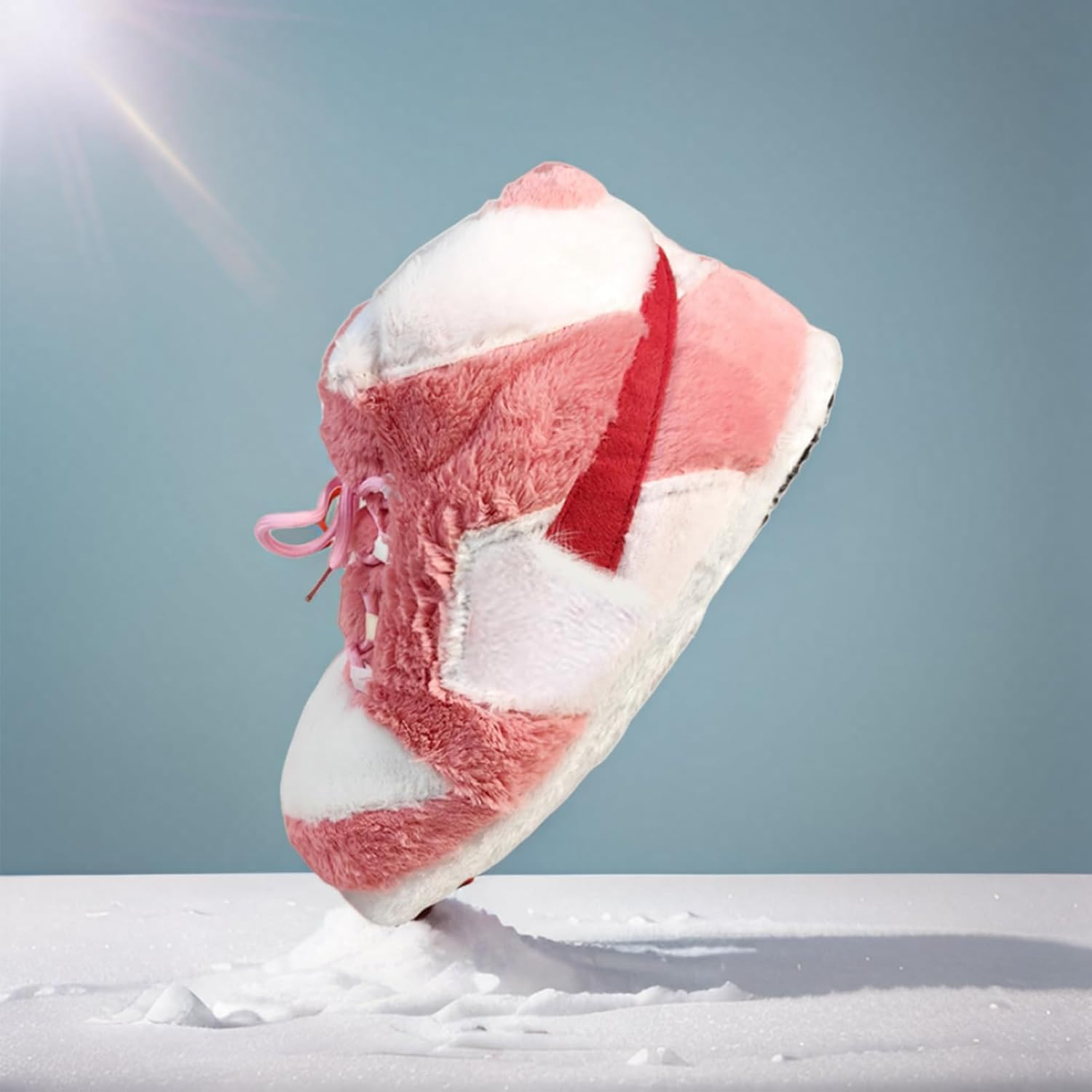 MOLERFO Sneaker Slippers Non Slip Sole Indoor House Plush Slippers Unisex Indoor Floor Cotton Shoes - Grey-Da image number 4