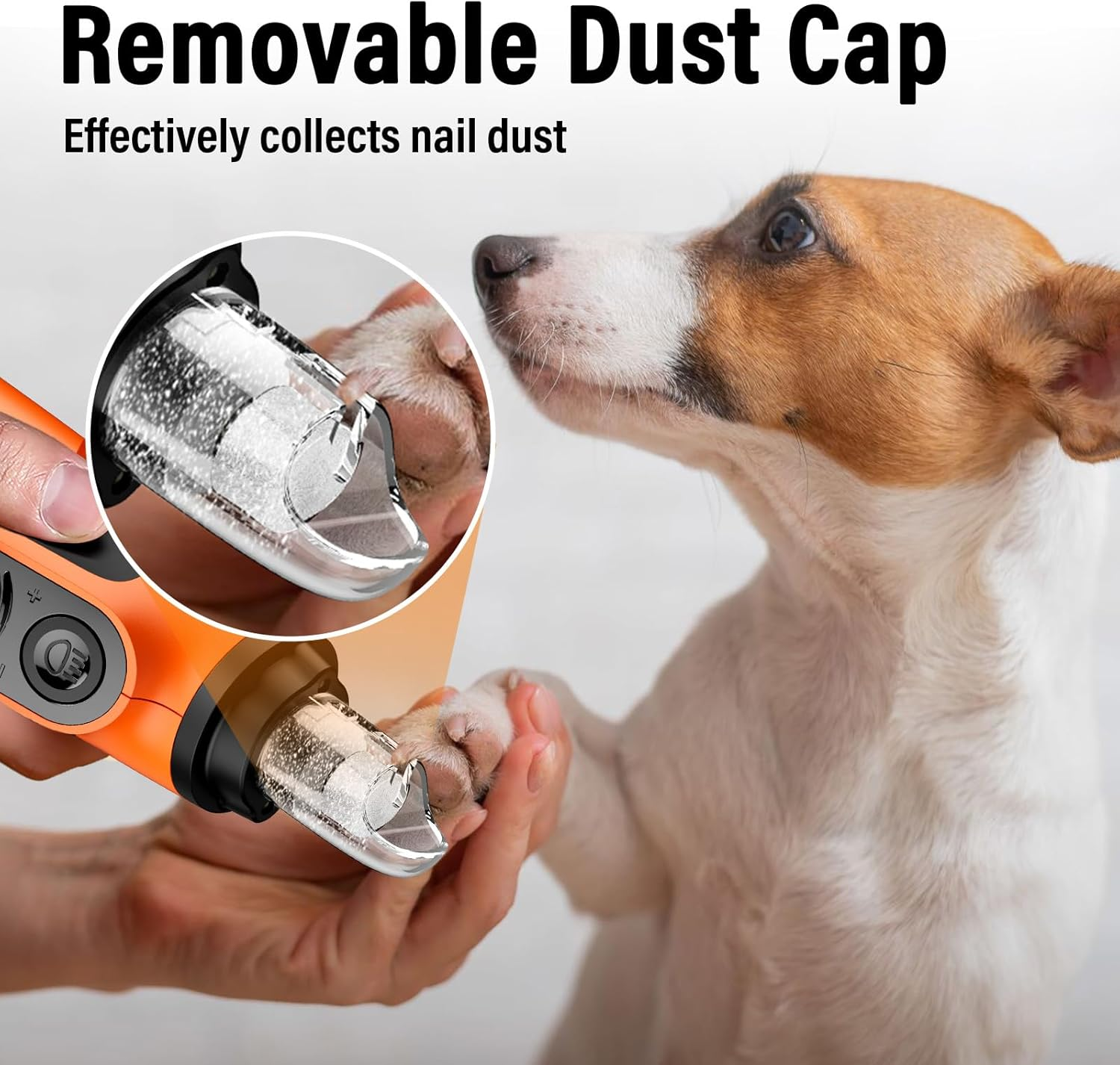 Casfuy Smart Dog Nail Grinder 6 Speeds - 50% More Power with 2 LED Lights Quiet Rechargeable for Small Medium Large Dogs Cats image number 2