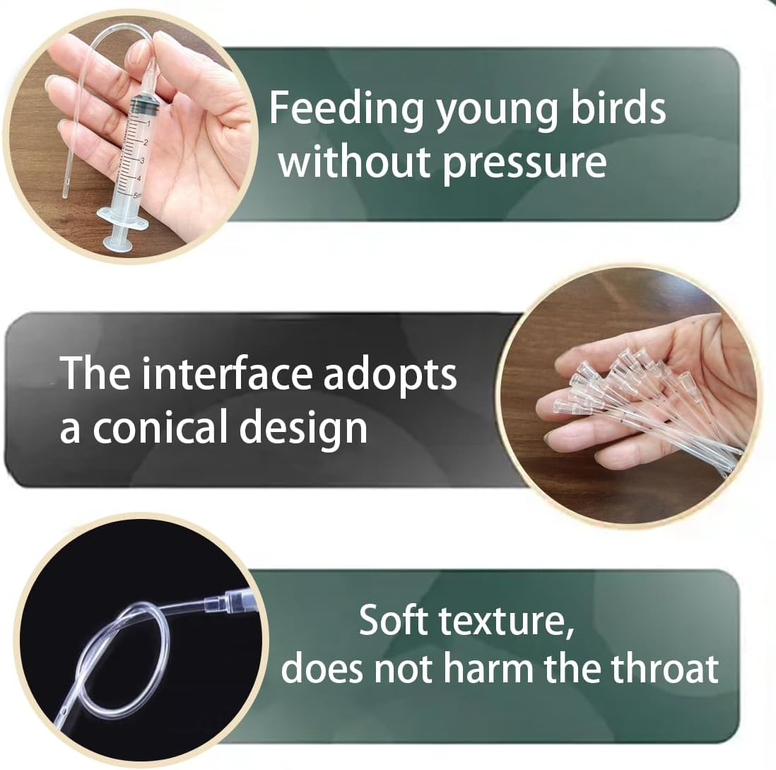 BIRLOZA Pack of 10 Young Birds Feeding Hose, Includes a 10 Ml Syringe, Pigeon Accessories, Feeder Food, Hand Feeding Tool for Baby Birds and Parrots, Milk, Water, Medication, Easy to Clean image number 3