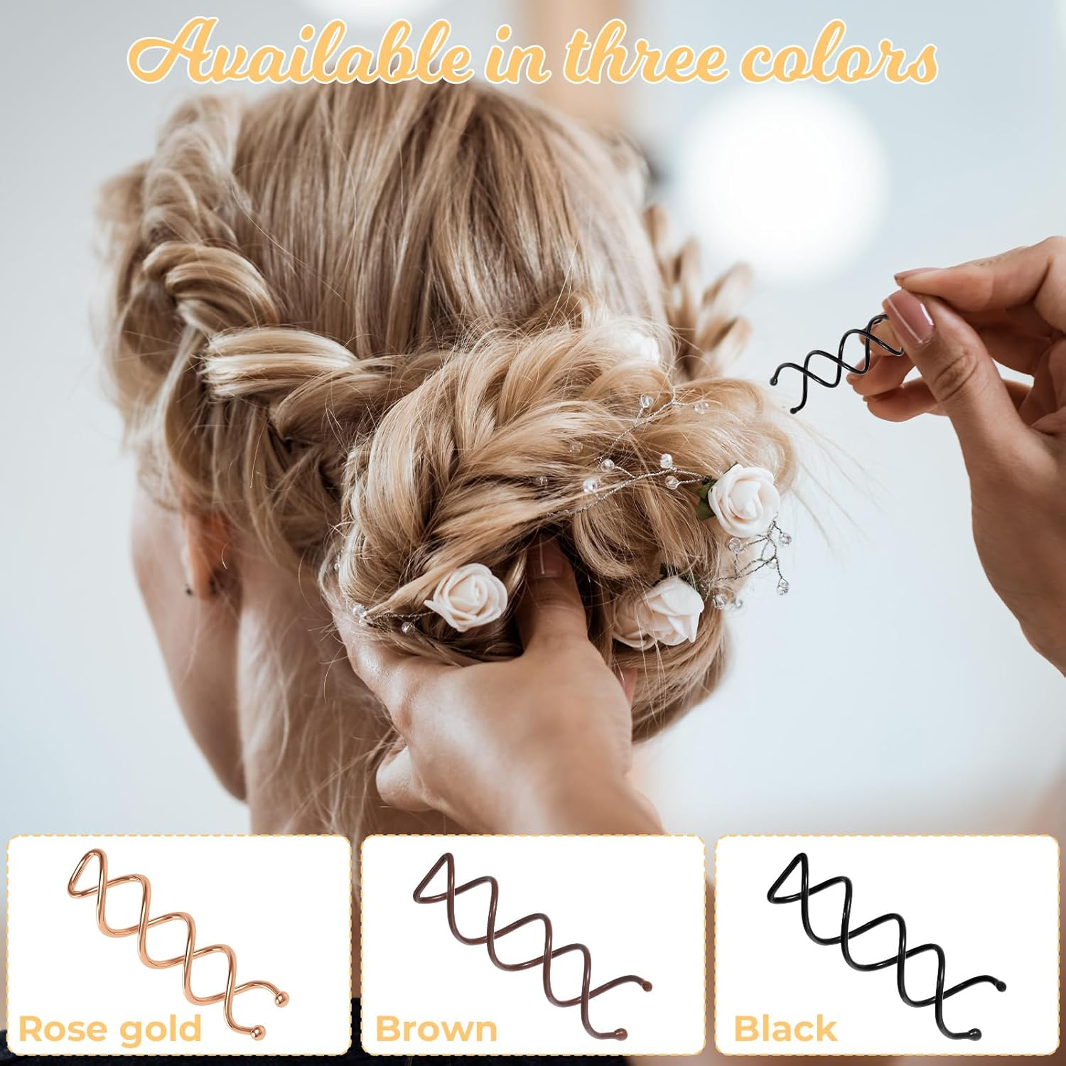 30 Pcs Spiral Hair Pins, 3 Colors Spiral Bobby Pins, Alloy Spin Pin, Non-Scratch round Clip & Bun Twist for Girls Women, Perfect Fashion Small Bun Bobbypins, Easy & Fast Use(2.36 Inches) image number 4