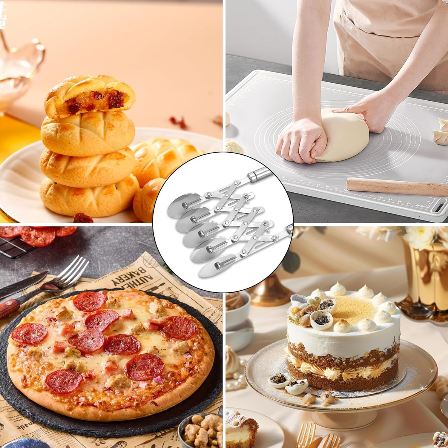 Cozioz 5-Wheel Stainless Steel Pastry Cutter, Multi-Functional Dough, Pizza, and Cookie Divider with Comfortable Handle image number 1