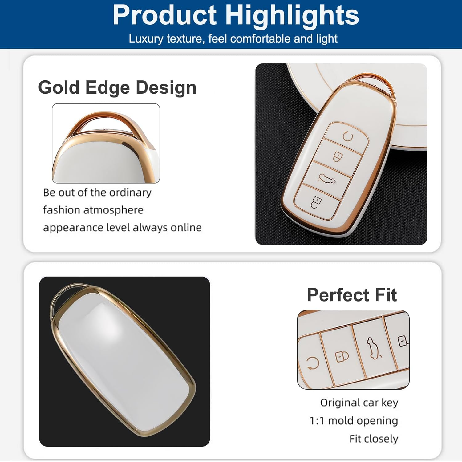 2 Pcs Car Smart Key Fob Case, Soft TPU Remote Key Fob Cover, Car Key Fob Protector Compatible with Chery Omoda 5 and Tiggo 8 Pro 8 plus (White) image number 5