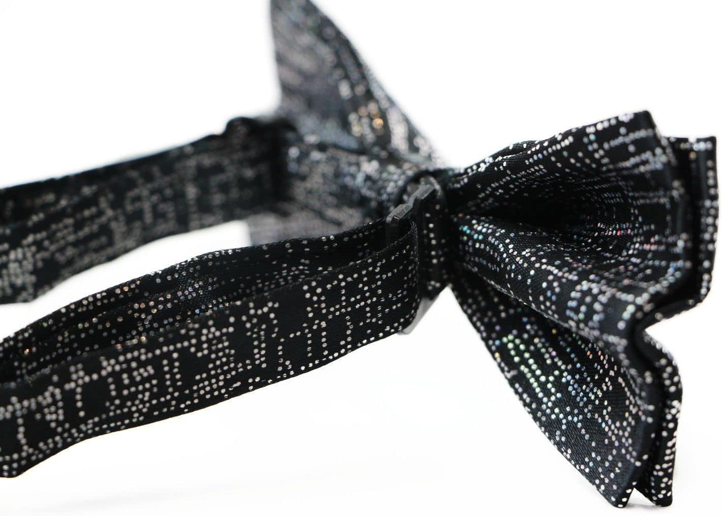 Mens Black Sparkly Glitter Patterned Bow Tie image number 2