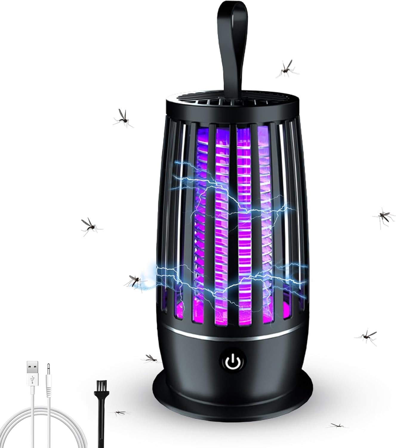 Electric Fly Catcher, Portable Bug Zapper,1200Mah Rechargeable Mosquito Killer, 2 in 1 Killer with UV Lamp and Lighting Lamp,360&deg; Attract Zap Flying Insect for Patio Bed Office Camping image number 1