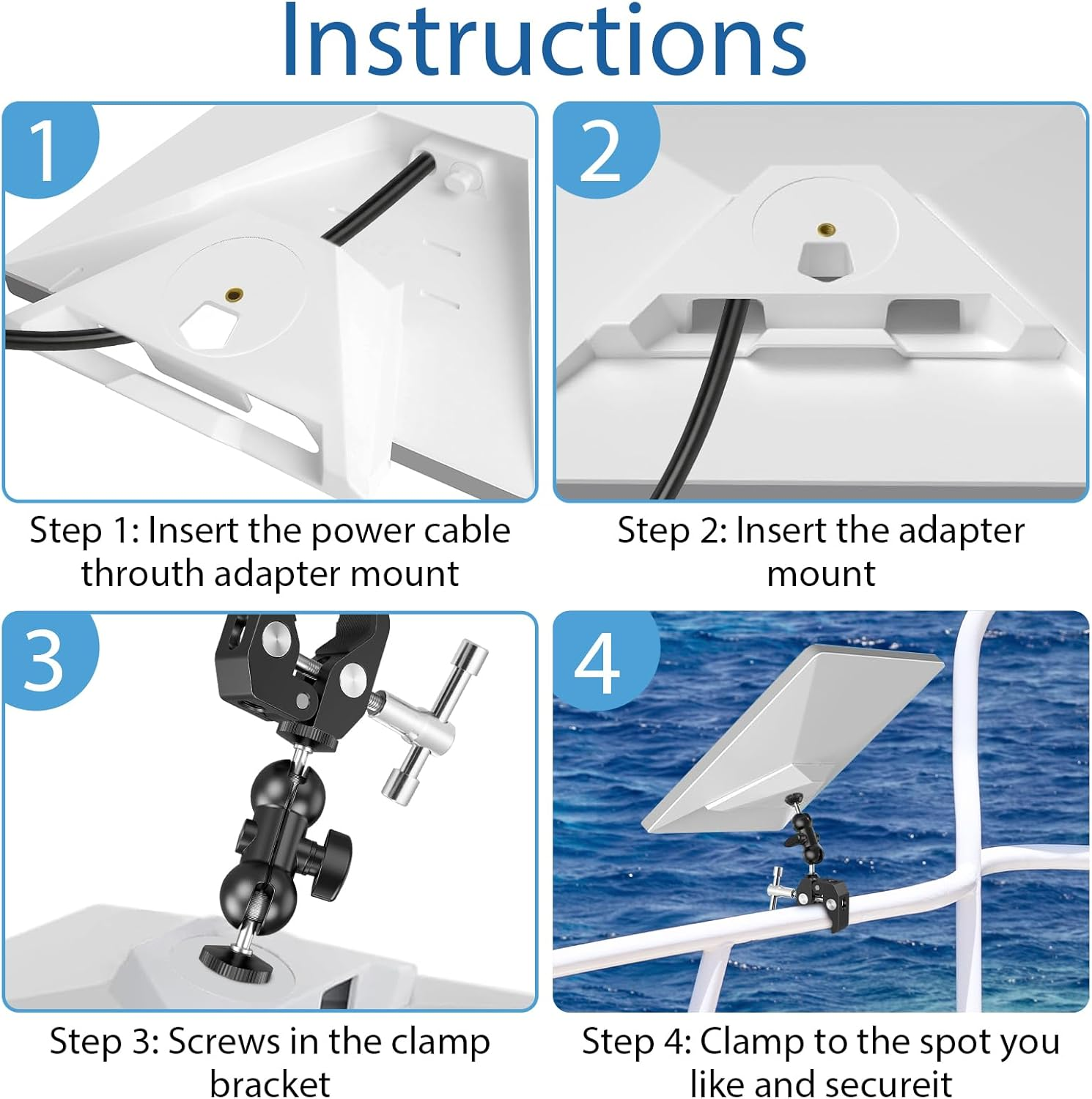 Daboot Starlink Mini Mount - 360&deg; Adjustable RV Ladder Clamp Mount for Starlink Mini Accessories Fits 1.5&ndash;5.3CM Pipes, Ideal for Roof Racks, Boats, Vans, Campers, and Outdoor Use image number 4