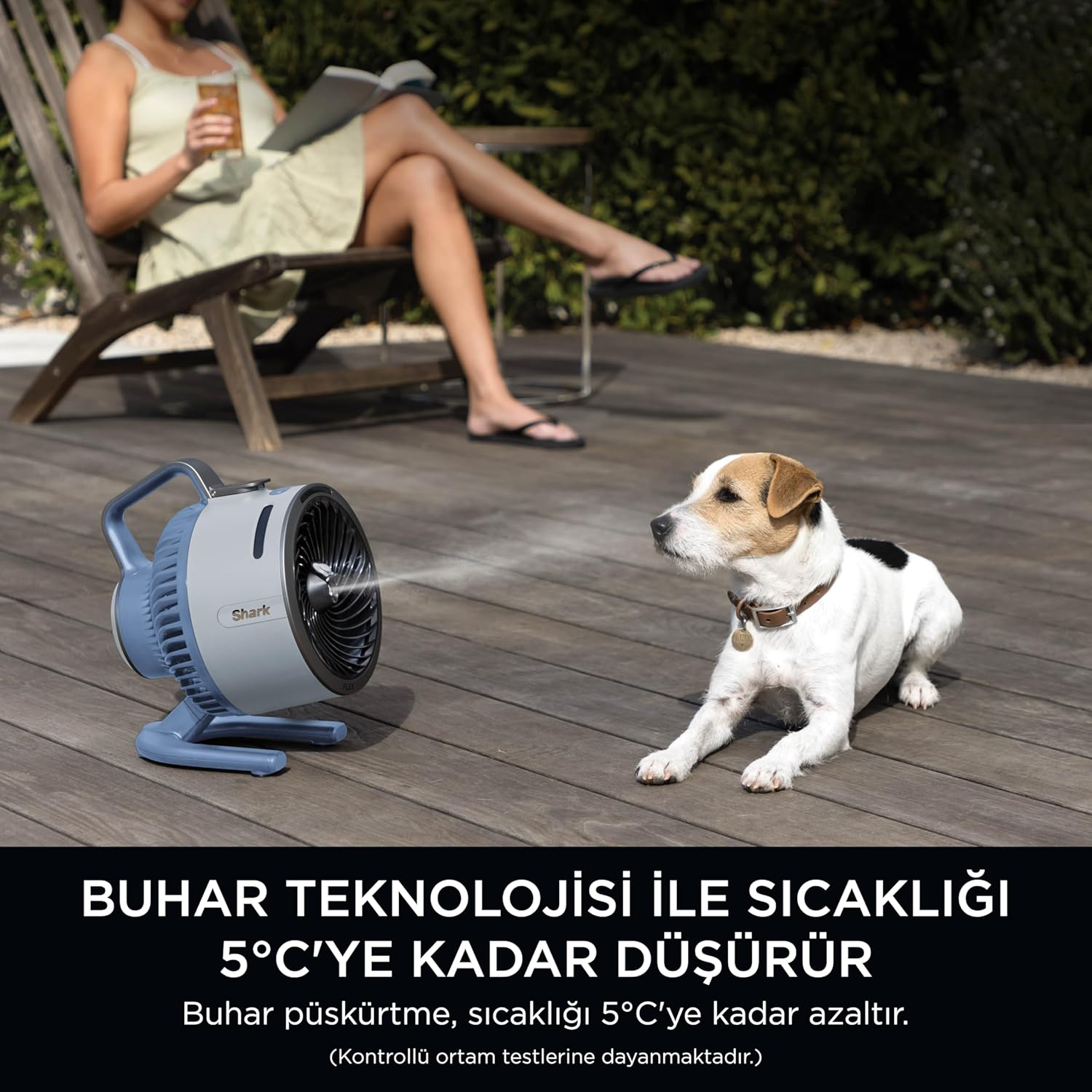 Shark Flexbreeze Hydrogo Strong Fan with Spray Mist, Cooling for Indoor & Outdoor, Quiet & Durable, Wired & Wireless, Compact & Lightweight, up to 20M Airflow, Glacier FA050EUBL image number 5