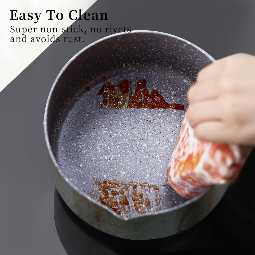 RELICE Nonstick Saucepan 1.6 Quart with Strainer Glass Lid Small Multipurpose Pasta Pot Stay-Cool Handle Kitchen Cookware for Soup Milk Noodle, Induction Comptable, PFOA Free 2025 New (16 Cm) 1.5L image number 1