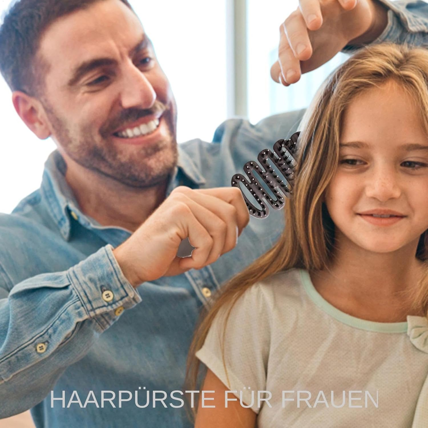 Detangling Brush with Pig Bristles - Paddle Brush for Thick, Frizzy Hair, Gentle Hair Styling Comb, Antistatic Hair Brush, Scalp Massage Brush for Shine and Smoothness, Care Brush For image number 6