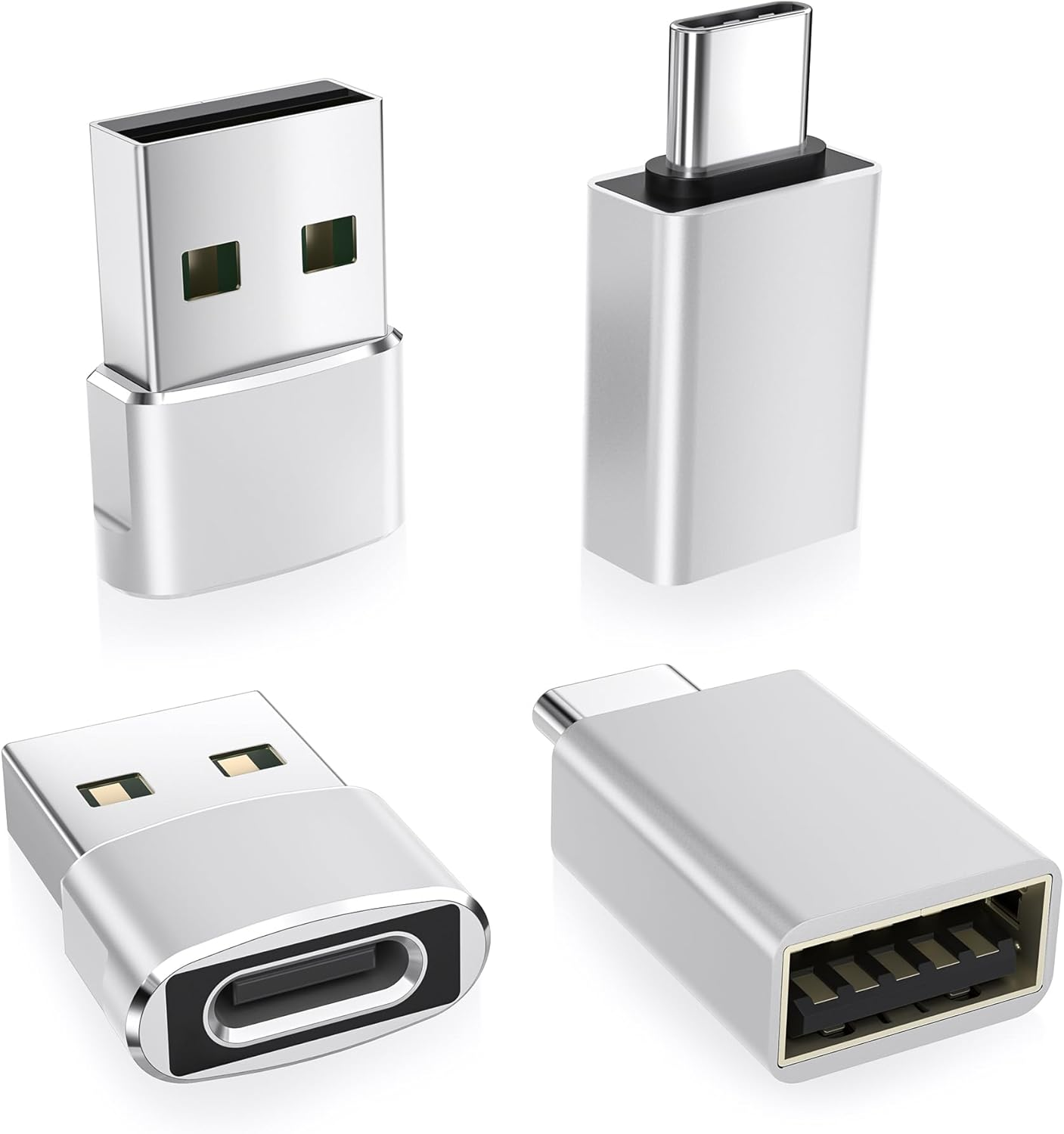 Basesailor USB to USBC Adapter with USBC Male to USB a Female 3.0 4Pack,Thunderbolt 4 3 OTG Charger Converter for Macbook,Iphone 17 16 15 14 13 plus Pro Max,Ipad Air Mini,Samsung Galaxy S24 S23 Ultra