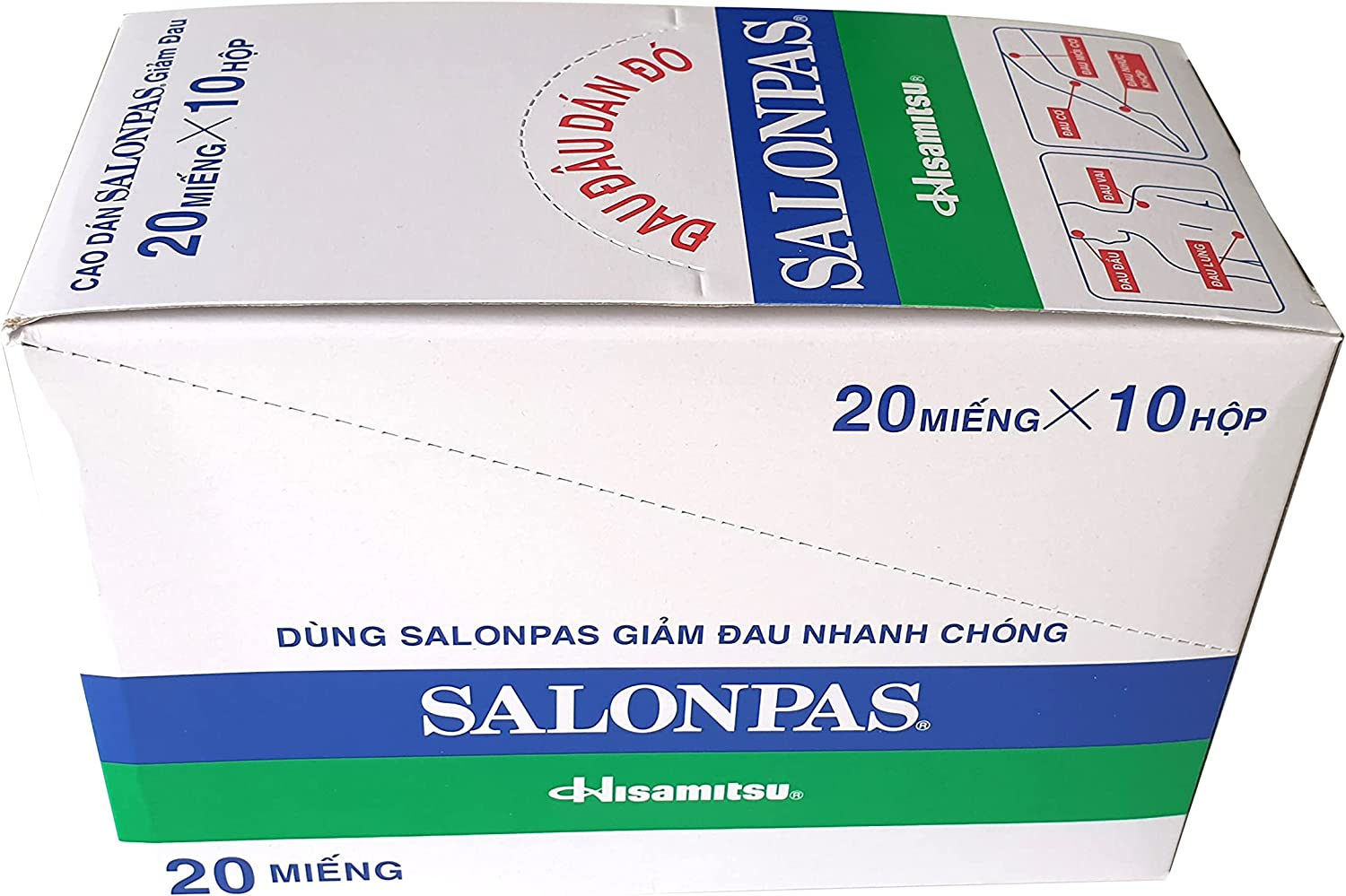 Hisamitsu Salonpas Pain Relief Patch 10 Packs 200 Patches per Box, Relieves Pains Aches Associated W Back Pain, Shoulder Pain, Muscle Pain, Arthritis, Bruises, Sprains, Fever, Toothache, Migraine image number 2