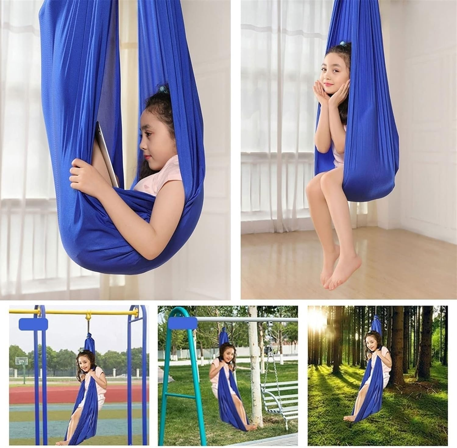 Sensory Swing for Kids with Special Needs Indoor Therapy Swing Breathable Hammock (Hardware Included) for Autism ADHD (Color : Purple, Size : 150X280Cm/59X110In) image number 3