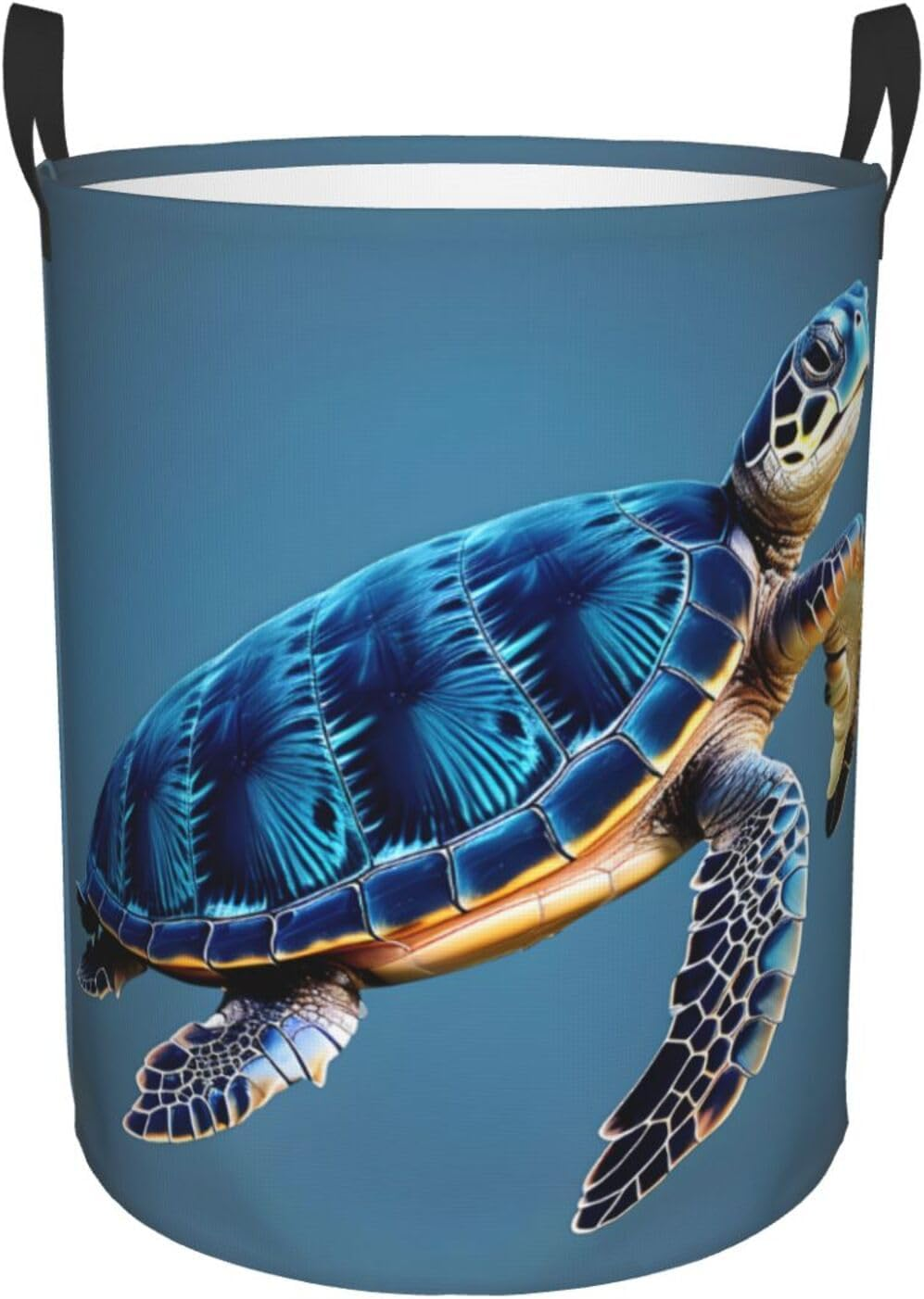 Blue Sea Turtle Pint Printing Circular Storage Hamper &Acirc;&euro;&ldquo; Easy-Carry Handles, Perfect for Christmas, Fits in Any Room image number 1