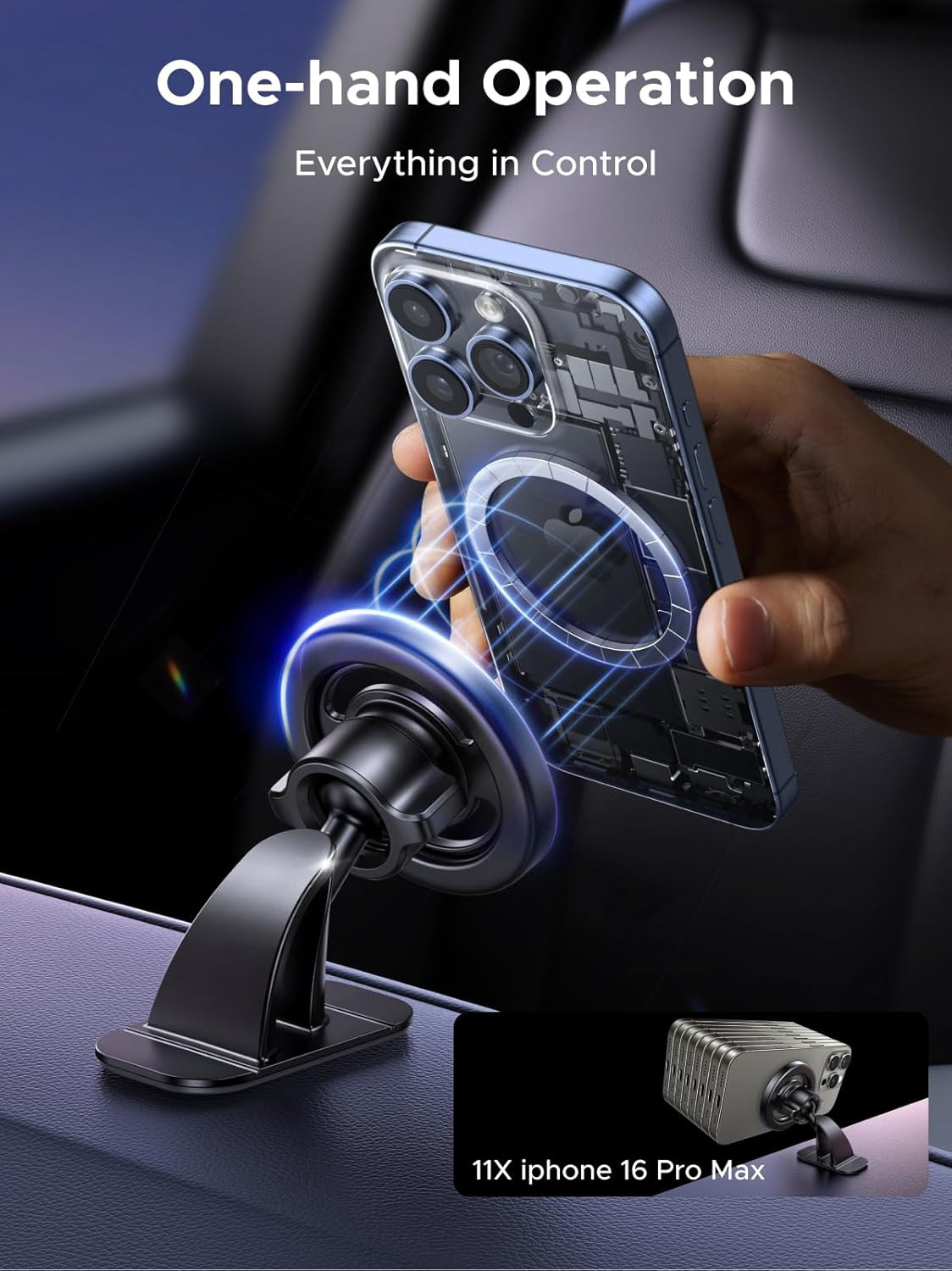 UGREEN 2-In-1 Magsafe Car Mount, Magnetic Phone Holder for Cars Air Vent Dashboard, 360&deg;Rotatable Car Phone Holder Cradle Compatible with Iphone 17 Pro Max Air 16 15 14 13 12