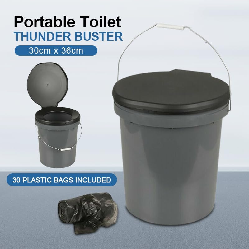 Leona Co 20L Portable Toilet, Outdoor Travel Camping Potty Bucket Thunderbox for Adults Kids with Handle, Lid and 30 Disposable Bags image number 1