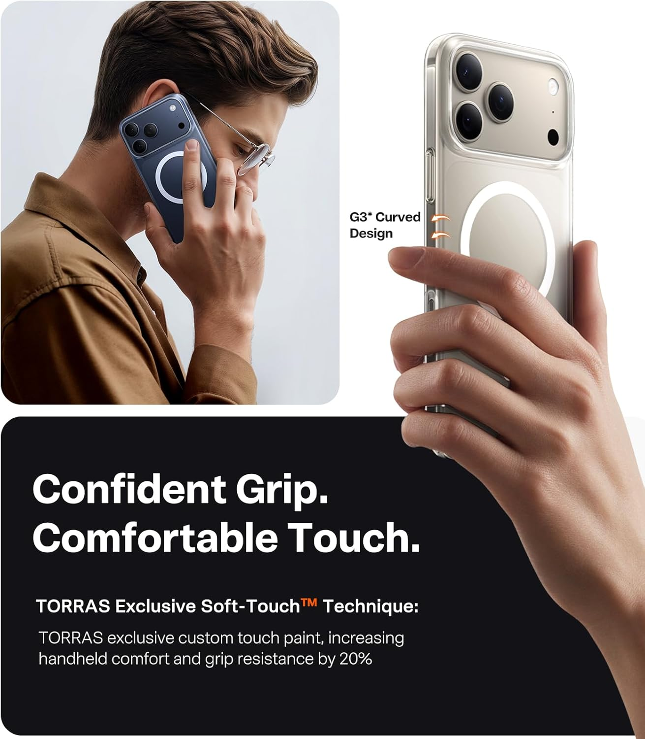 TORRAS Magnetic Slim-Fit for Iphone 17 Pro Max Case 6.9, Ultra-Thin 17 Pro Max Phone Clear Case Compatible with Magsafe, Light Anti-Scratch Matte Hard PC Bayer 6.9 Inch Originfit, Clear image number 6