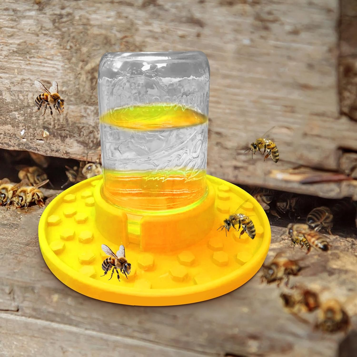 Jar Bee Feeder ? Hive Entrance Watering Cup for Thirsty Pollinators | Reusable Sugar Water Station for Honeybee Hydration, Outdoor Beekeeping Equipment for Backyard Garden Apiaries