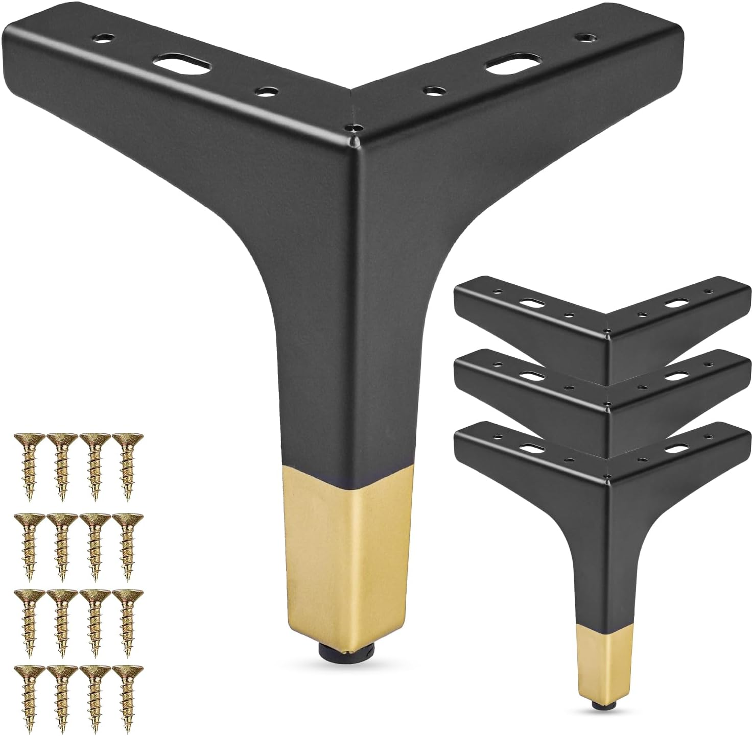 La Vane 5 Inch / 13Cm Metal Furniture Legs, Set of 4 - Modern Diamond Triangle White DIY Replacement Feet Corner Legs for Cabinet, Sofa, Sideboard, Couch, Dresser Makeover