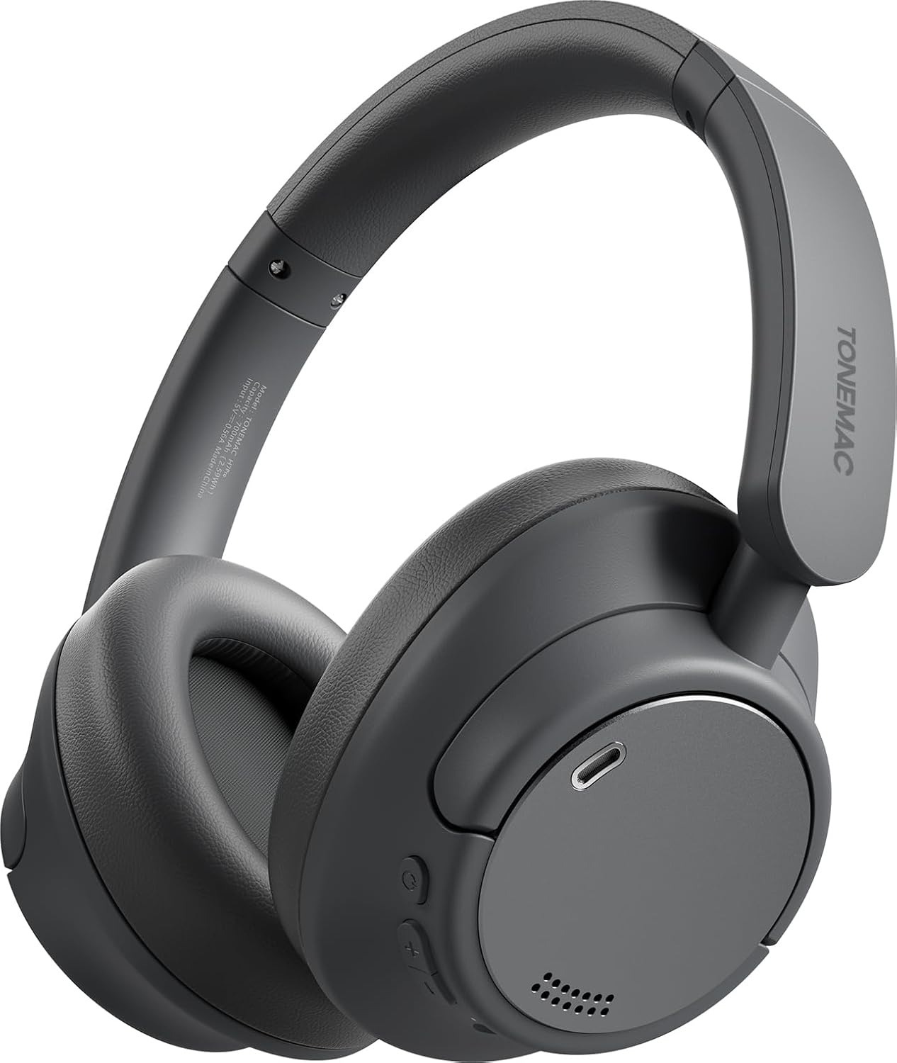 TONEMAC H7 Active Noise Cancelling Headphones, Wireless Over-Ear Bluetooth, 80H Long Playtime, ANC Hi-Fi Audio, 40 Mm Big Bass, Comfortable Fit, Clear Calls, Bluetooth 5.3